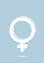 plakat: symbol for tvillinger - pige & pige - heavenly blue-Symboler-A1two3