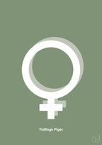 plakat: symbol for tvillinger - pige & pige - jade-Symboler-A1two3