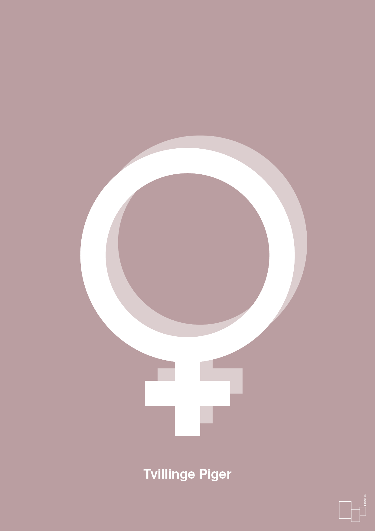 plakat: symbol for tvillinger - pige & pige - light rose-Symboler-A1two3