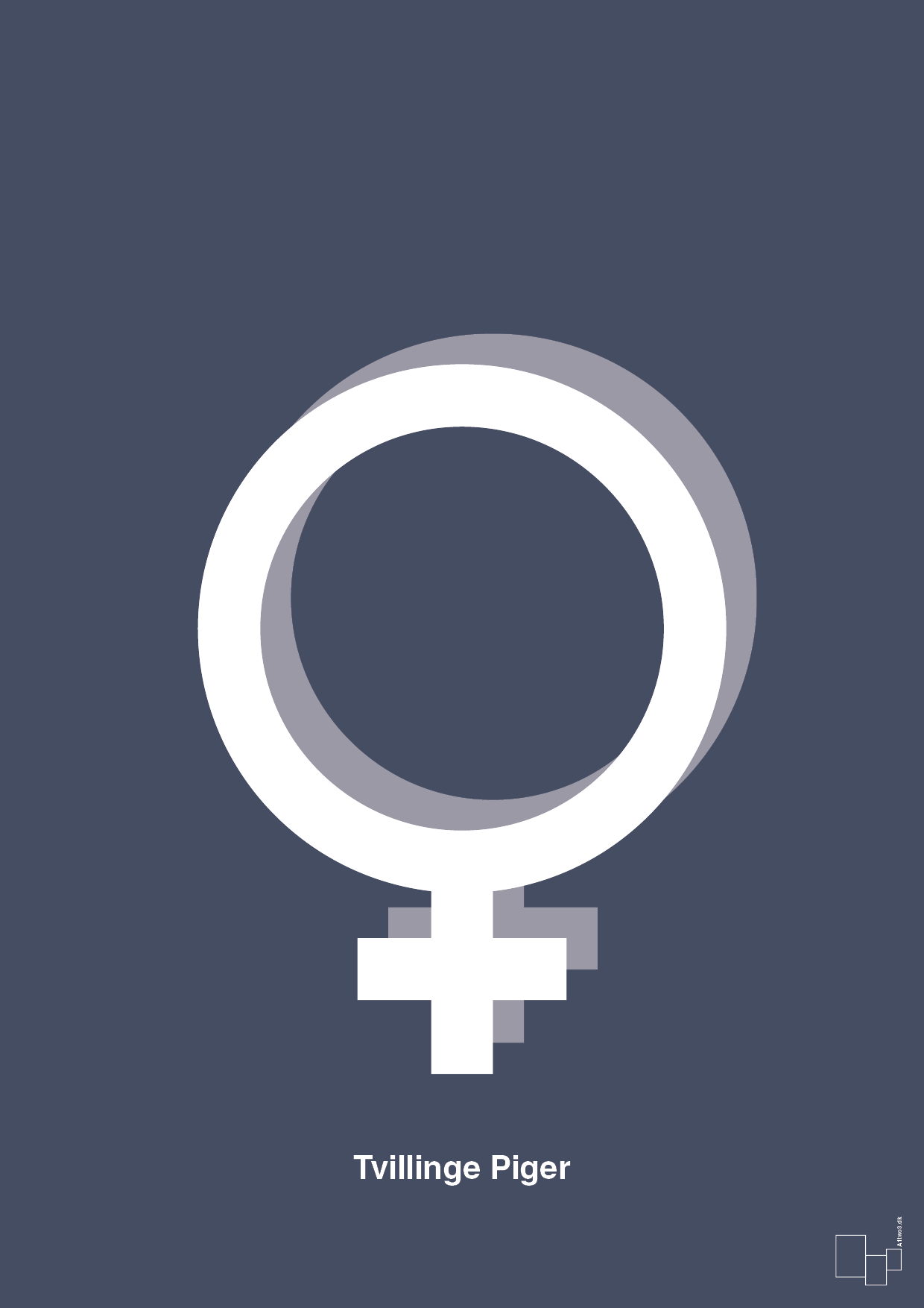 Symbol for tvillinger - pige & pige - petrol-Symboler-A1two3