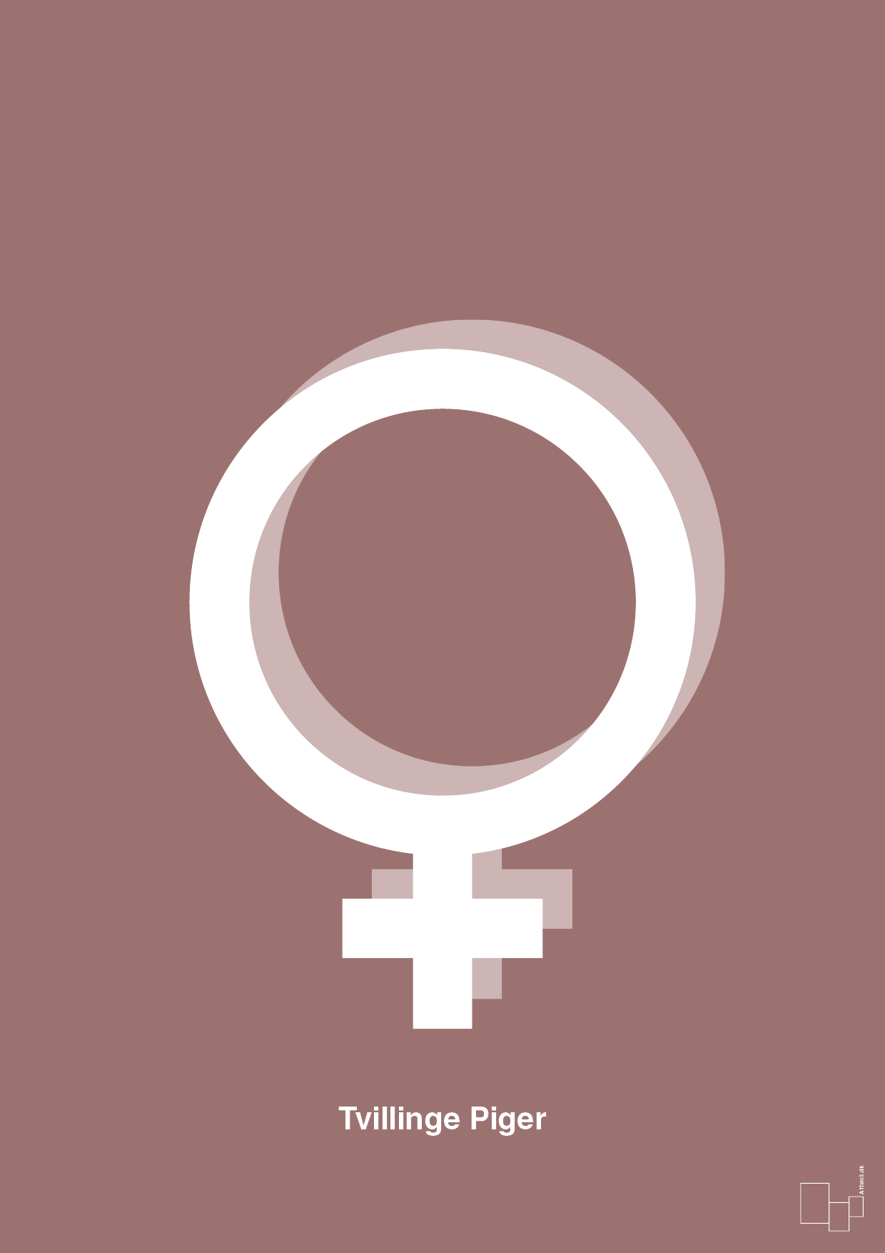 plakat: symbol for tvillinger - pige & pige - plum-Symboler-A1two3