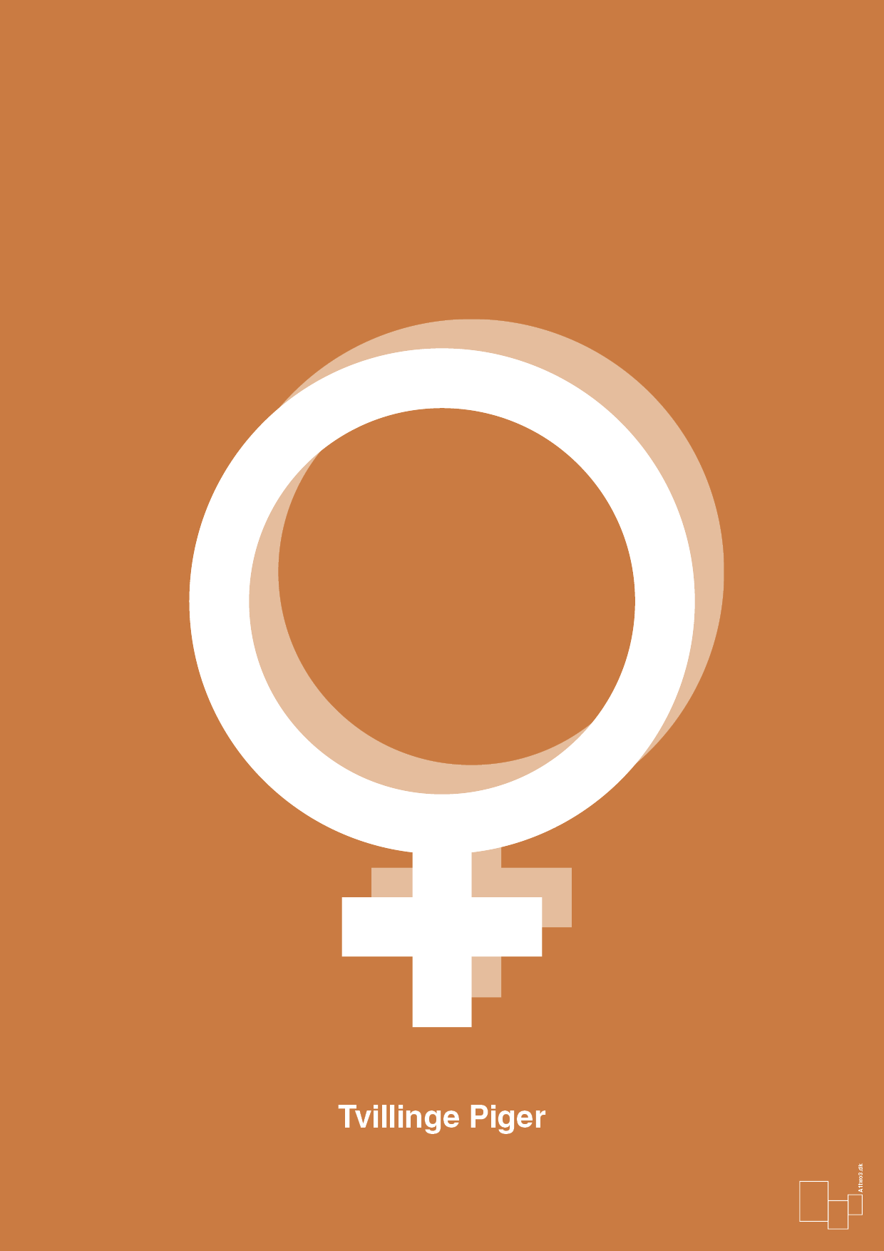 plakat: symbol for tvillinger - pige & pige - rumba orange-Symboler-A1two3