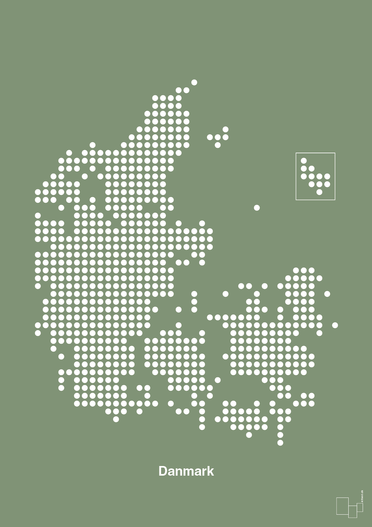 plakat: danmarkskort - jade-Kort-A1two3