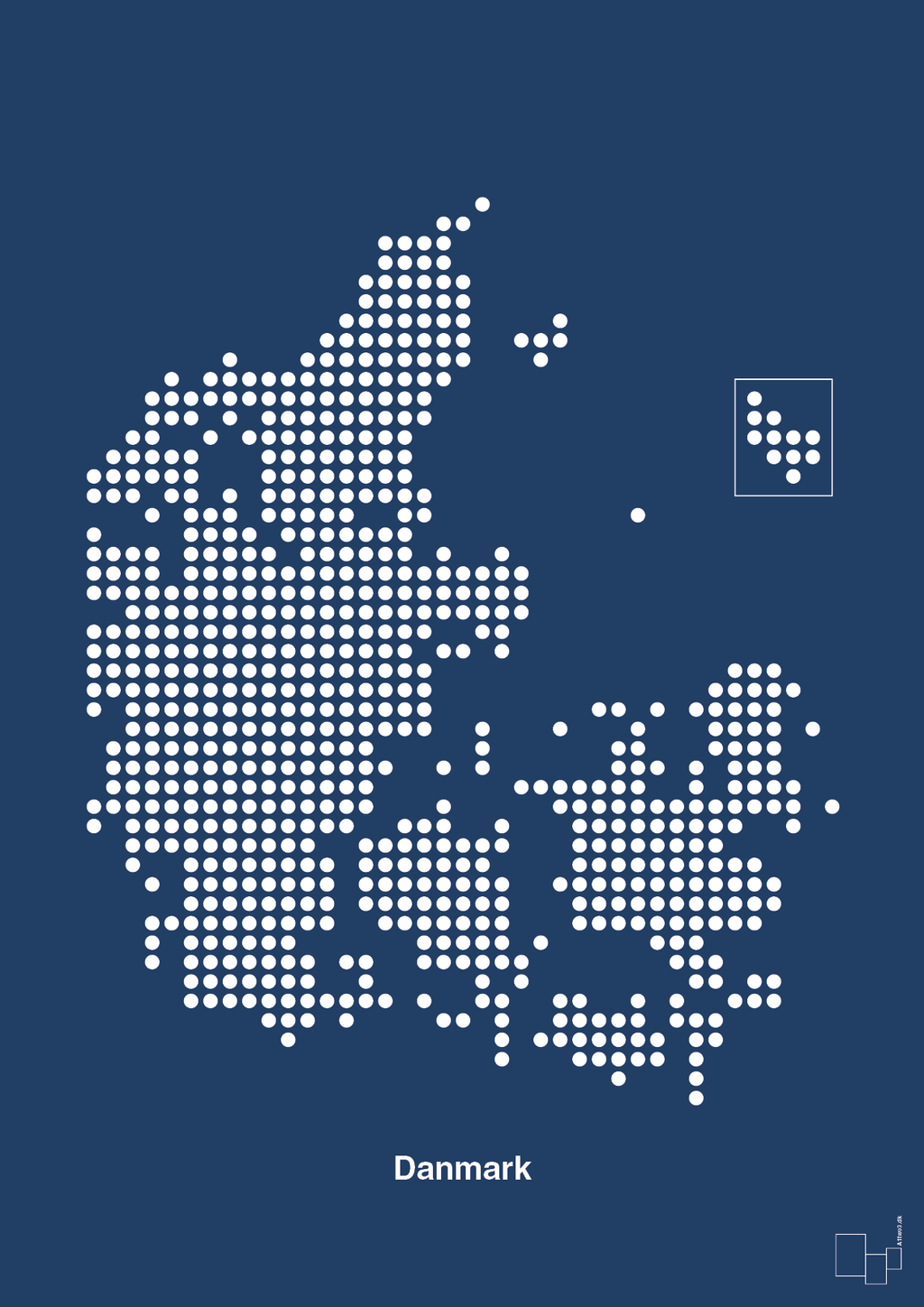 plakat: danmarkskort - lapis blue-Kort-A1two3