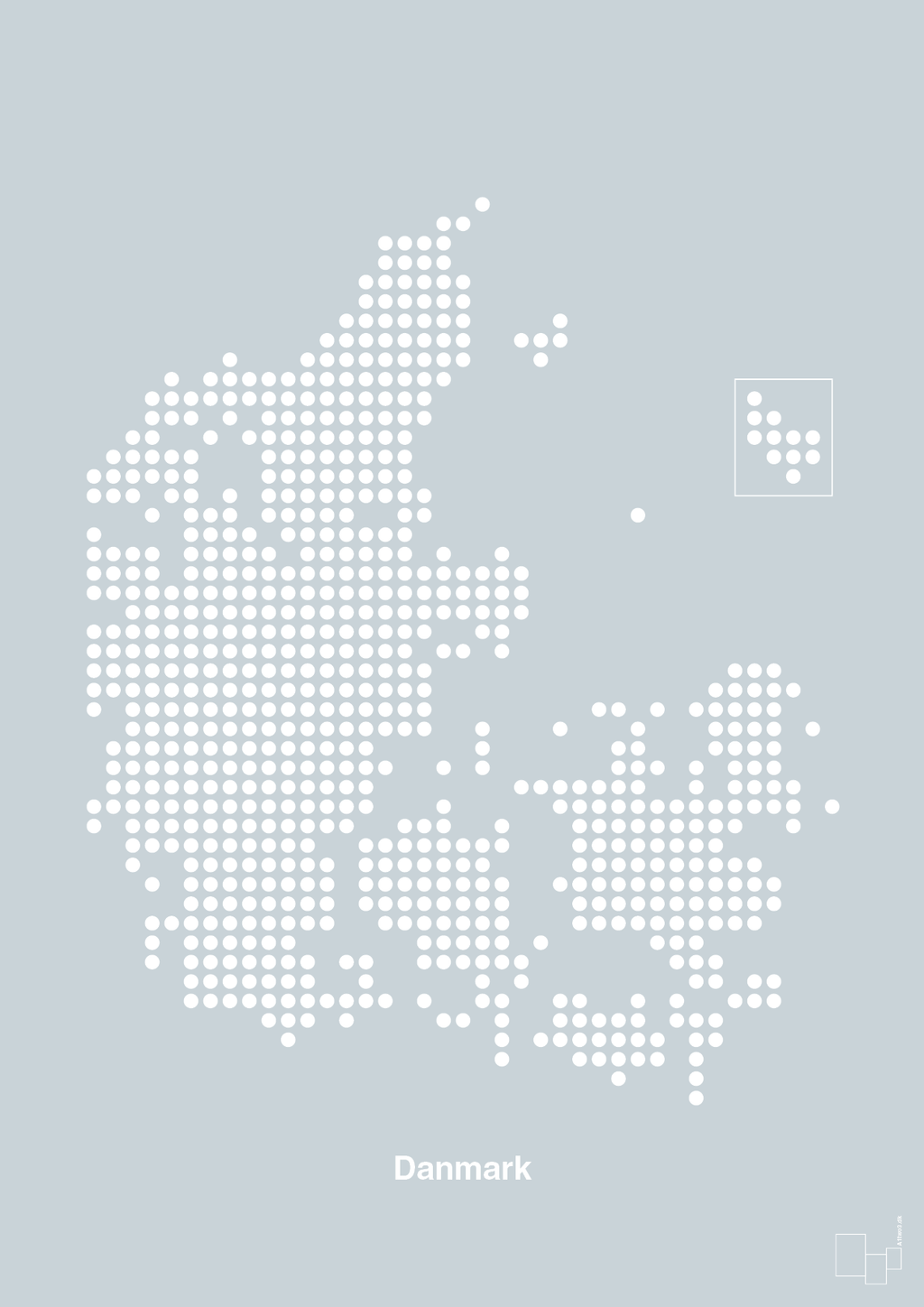 plakat: danmarkskort - light drizzle-Kort-A1two3