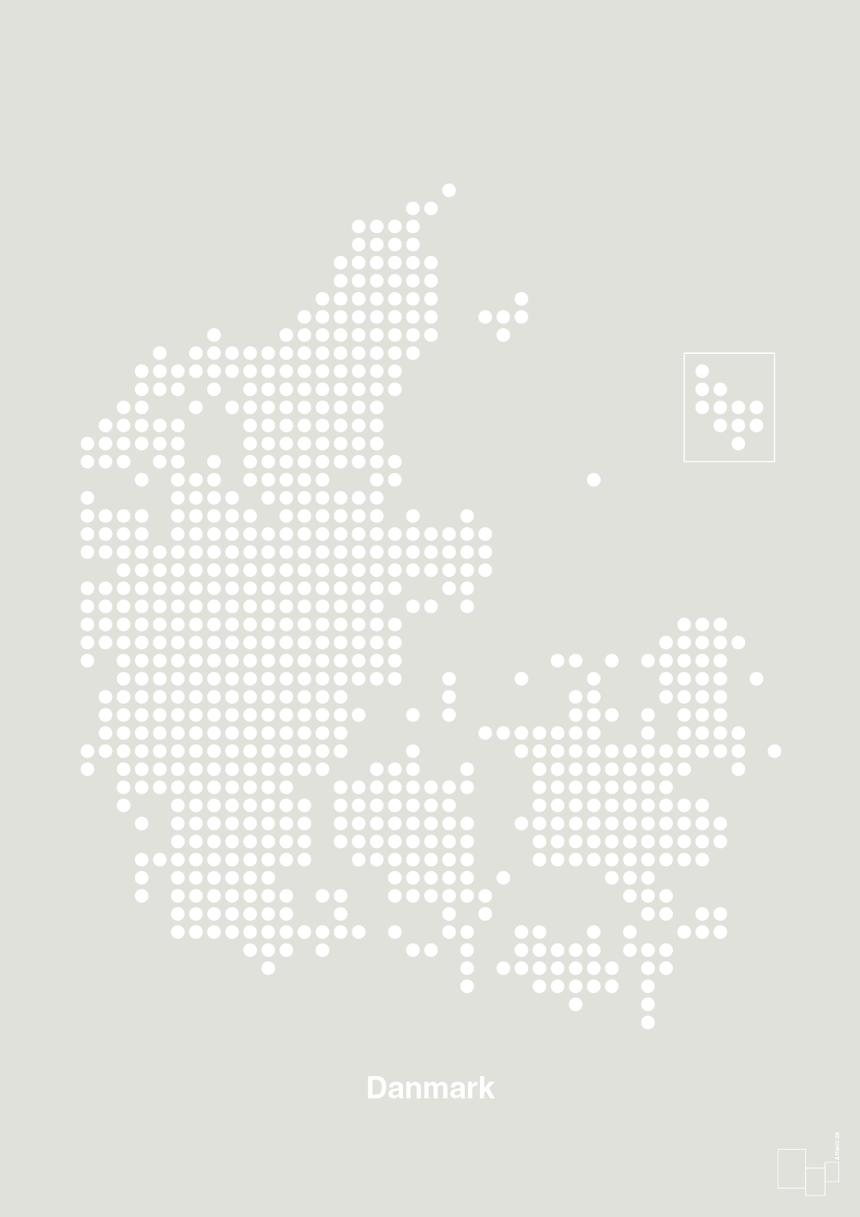 plakat: danmarkskort - painters white-Kort-A1two3