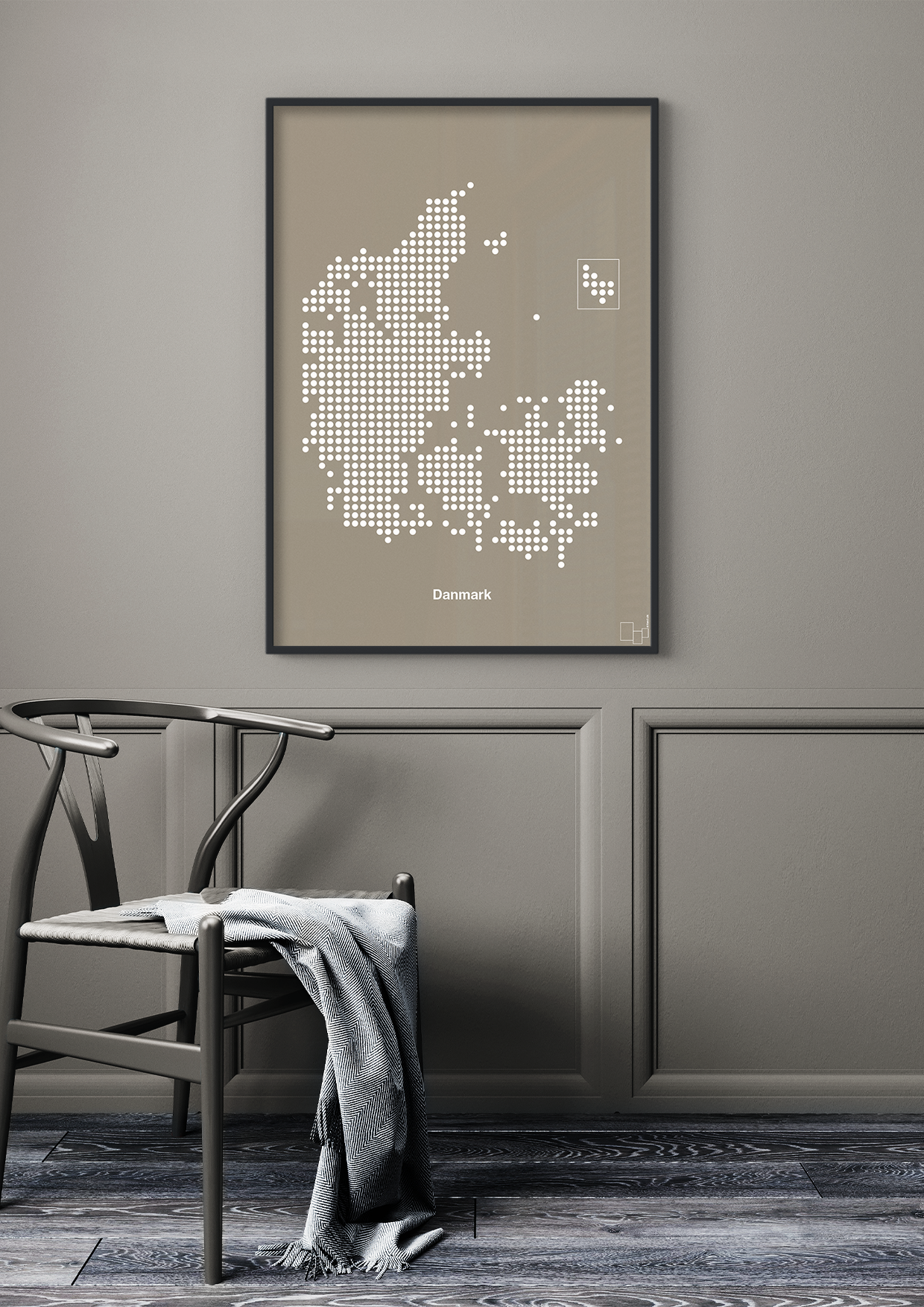 plakat: danmarkskort - creamy mushroom-Kort-A1two3
