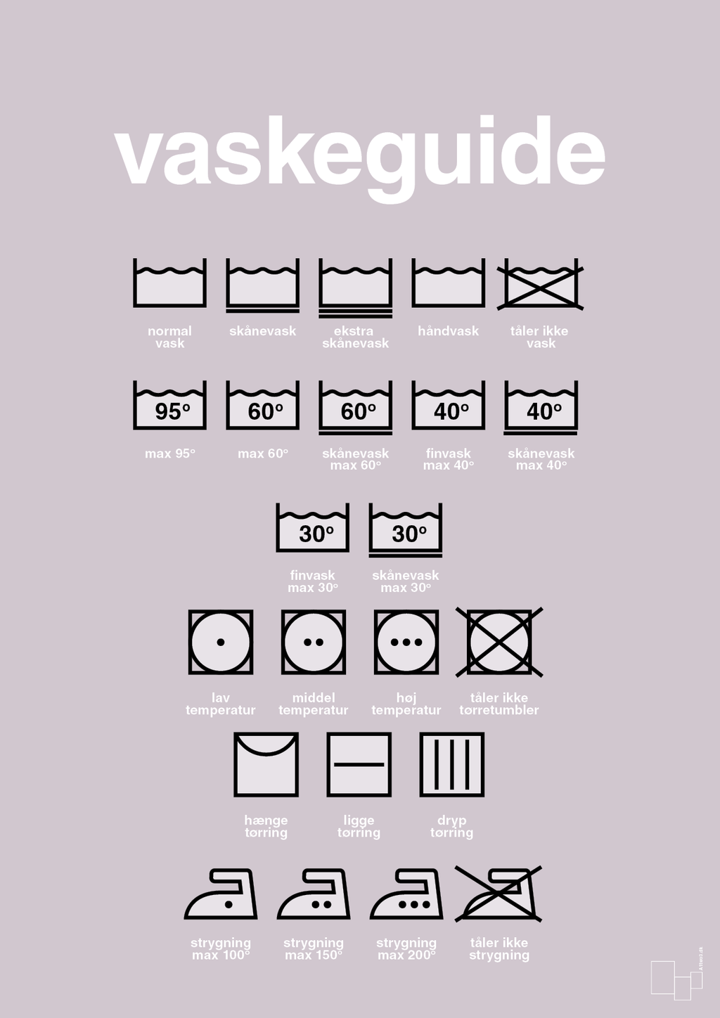 plakat: vaskeguide - dusty lilac-Guides-A1two3