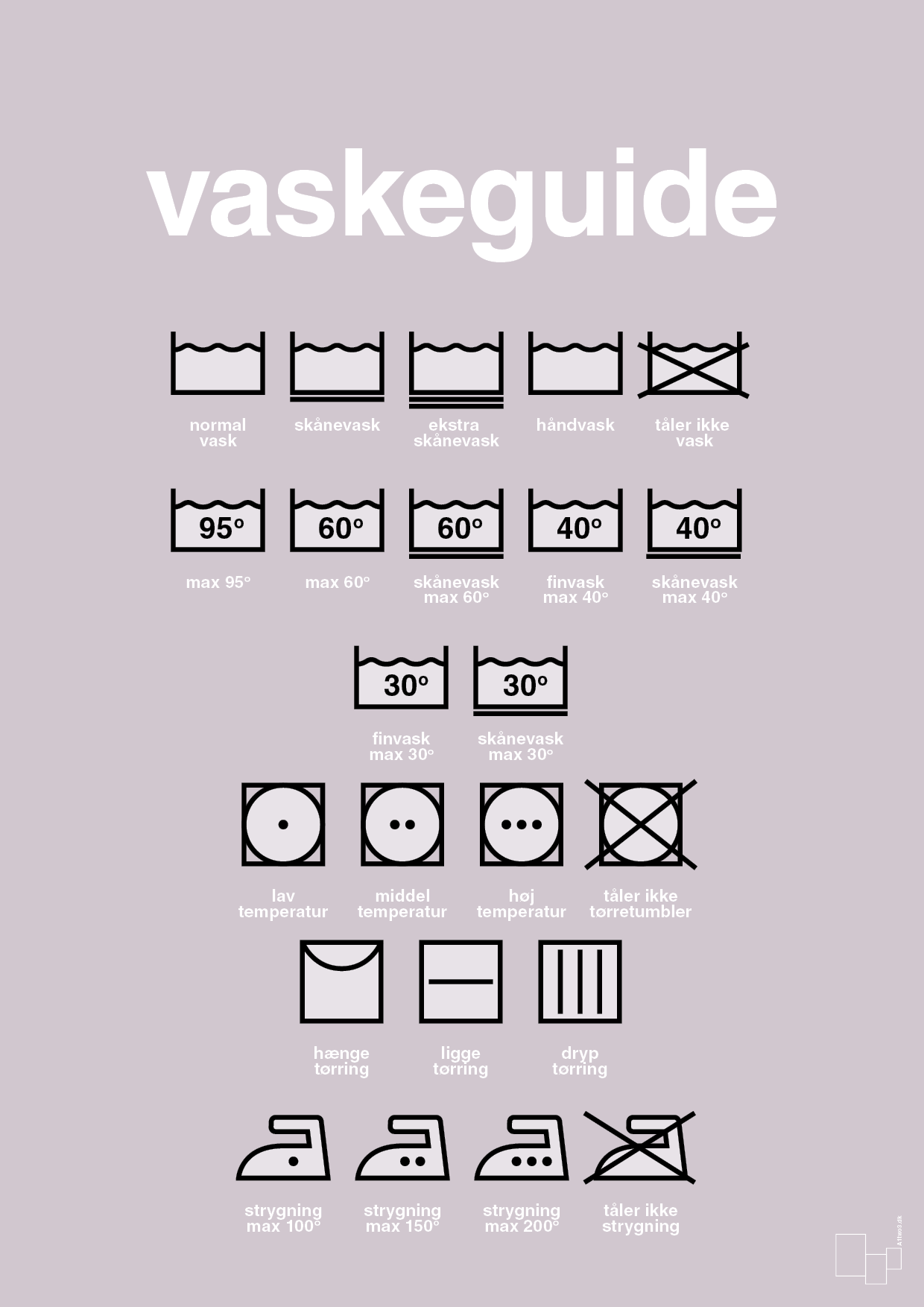 plakat: vaskeguide - dusty lilac-Guides-A1two3