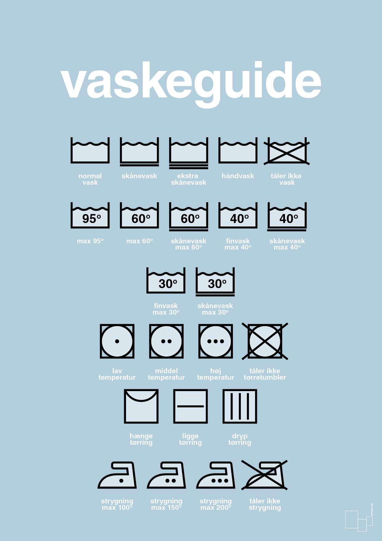 plakat: vaskeguide - heavenly blue-Guides-A1two3