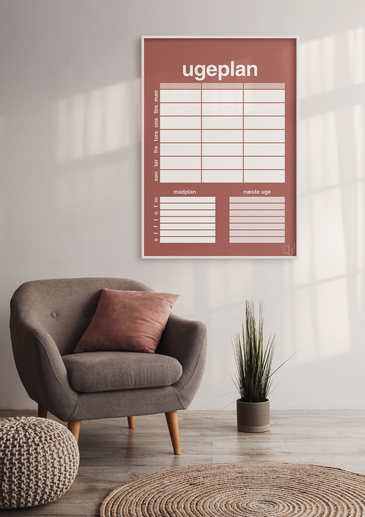 plakat: ugeplan til 3 personer - graphic charcoal-Planer-A1two3