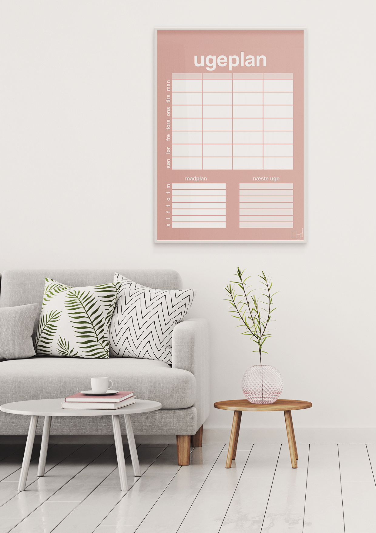 plakat: ugeplan til 4 personer - graphic charcoal-Planer-A1two3