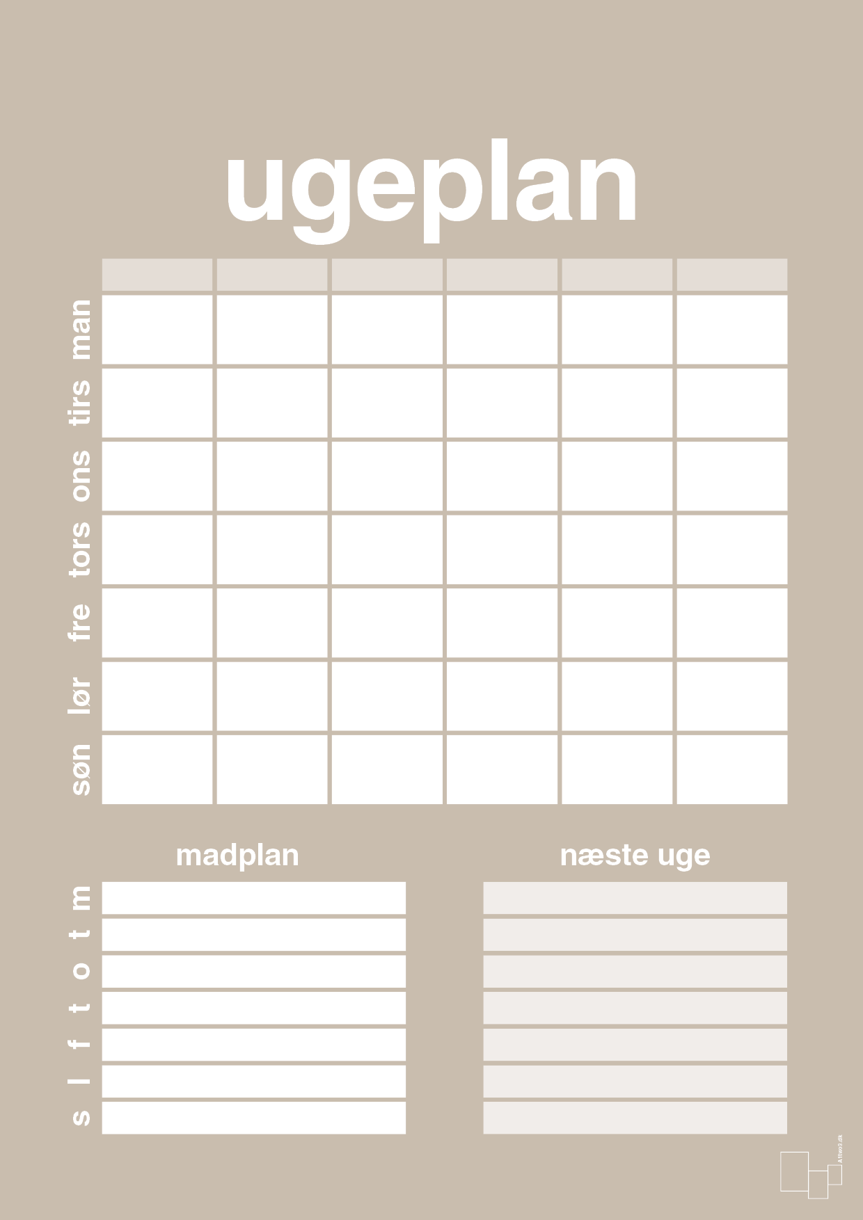 plakat: ugeplan til 6 personer - creamy mushroom-Planer-A1two3