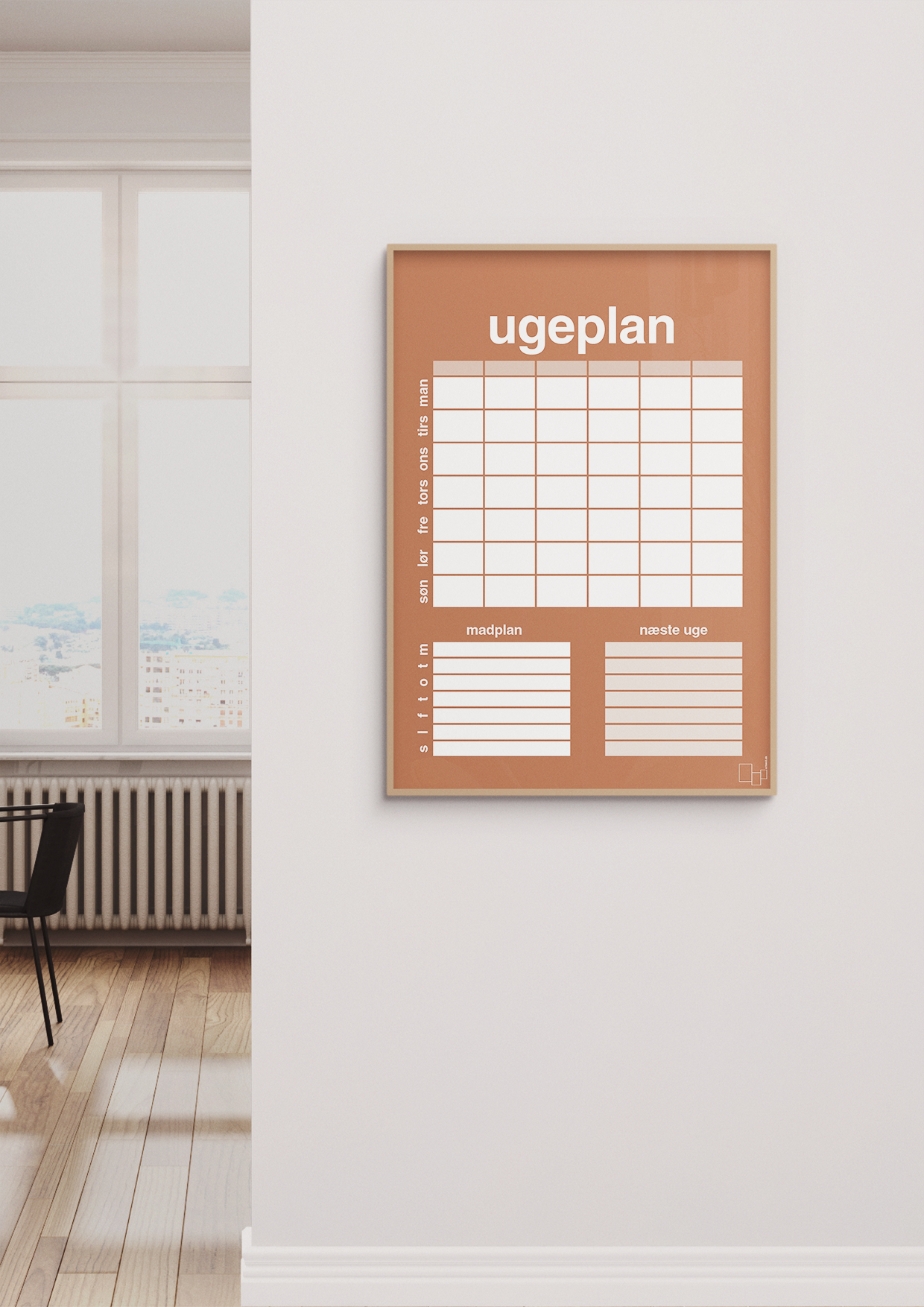 plakat: ugeplan til 6 personer - graphic charcoal-Planer-A1two3