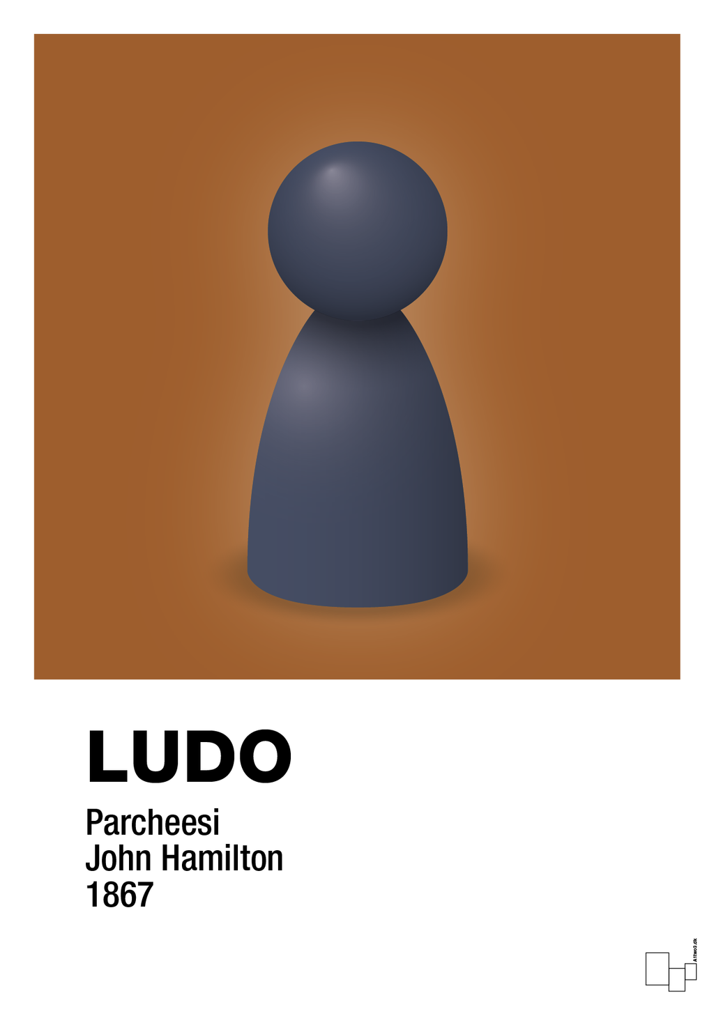 plakat: ludobrik i blå - cognac-Brætspil-A1two3