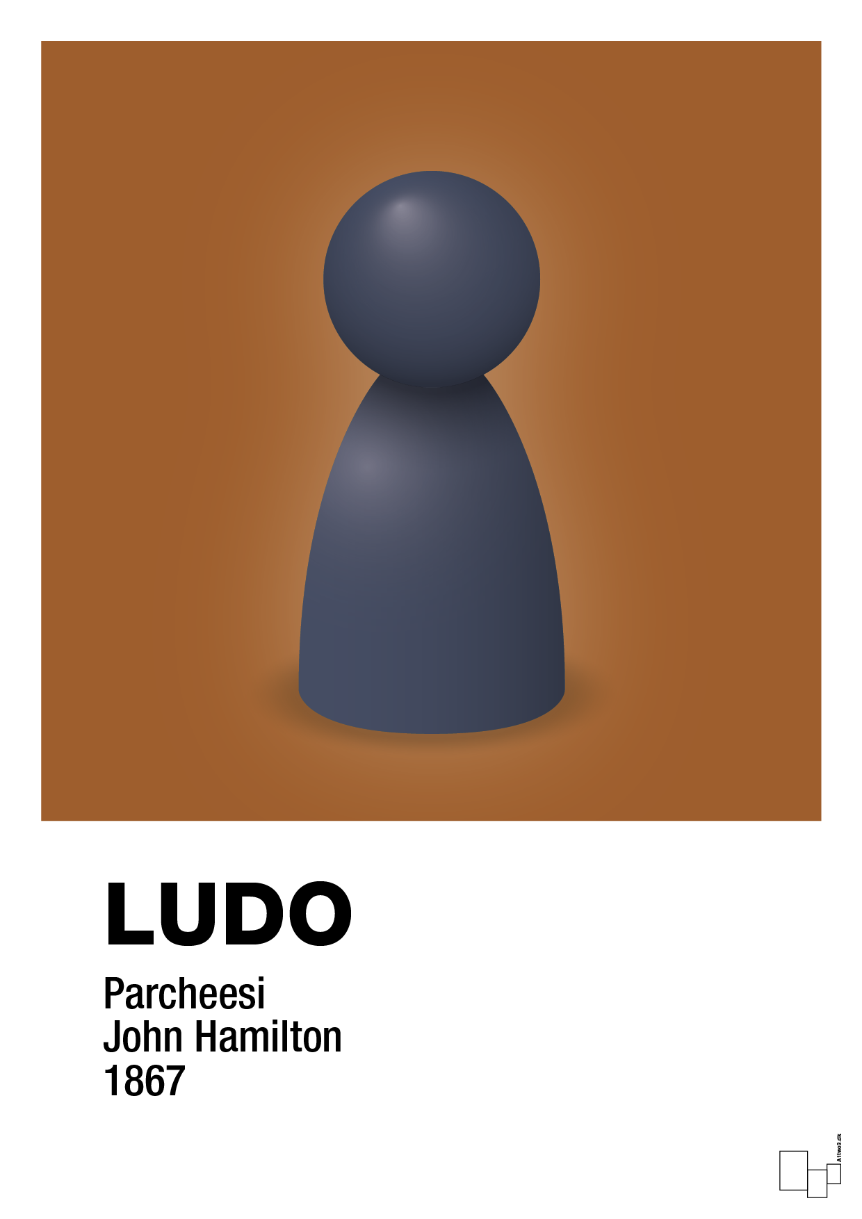 plakat: ludobrik i blå - cognac-Brætspil-A1two3