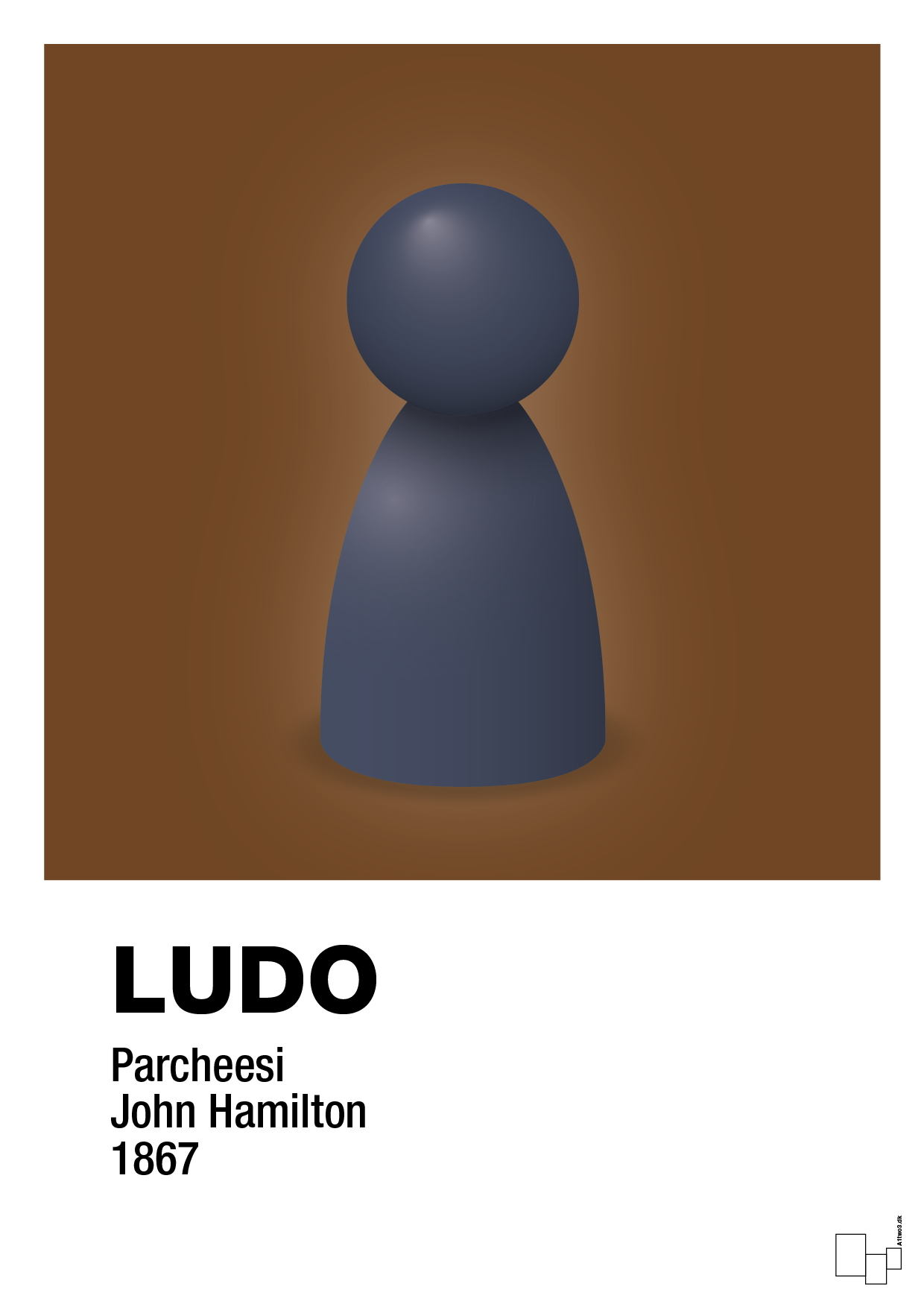 plakat: ludobrik i blå - dark brown-Brætspil-A1two3