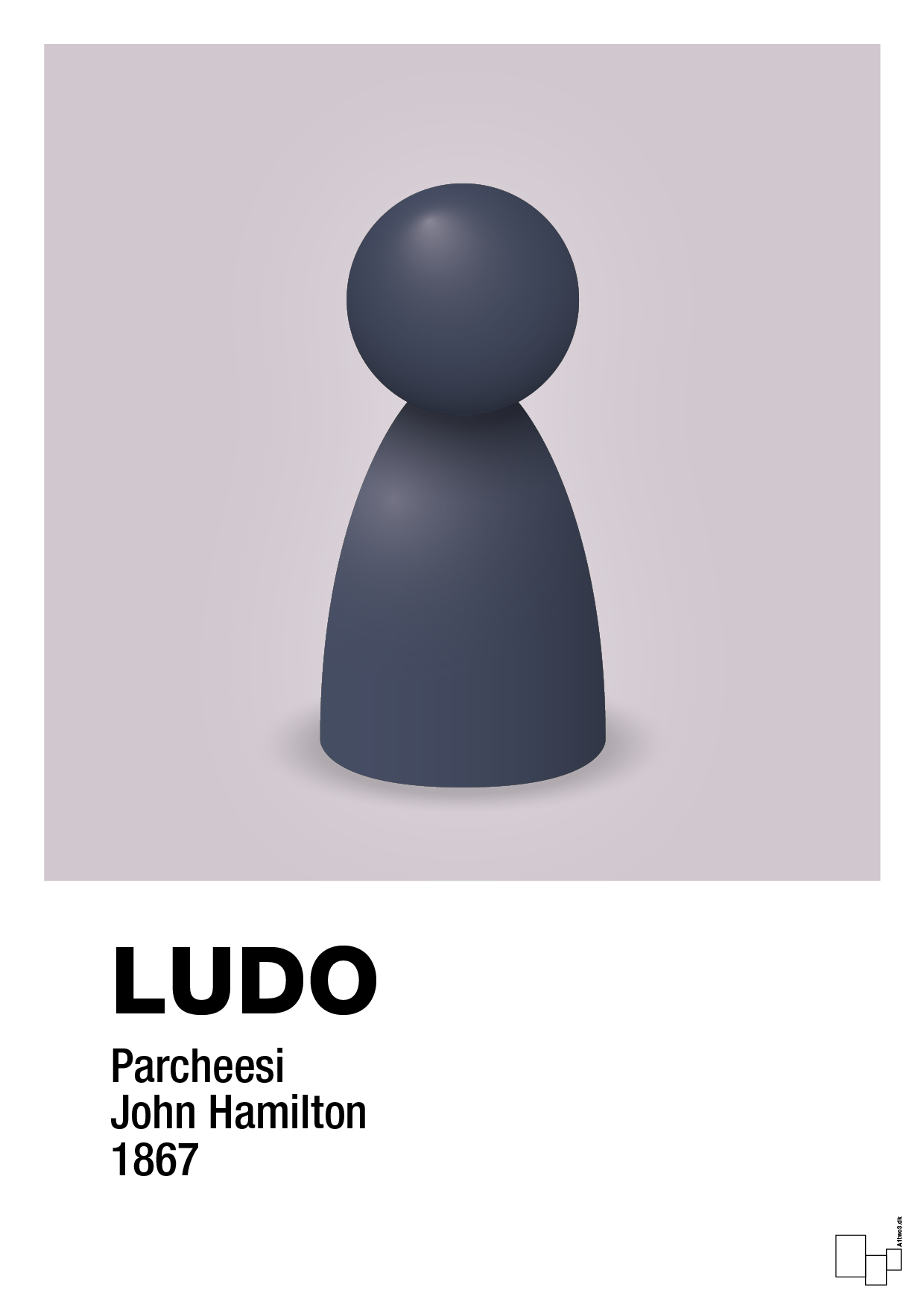plakat: ludobrik i blå - dusty lilac-Brætspil-A1two3