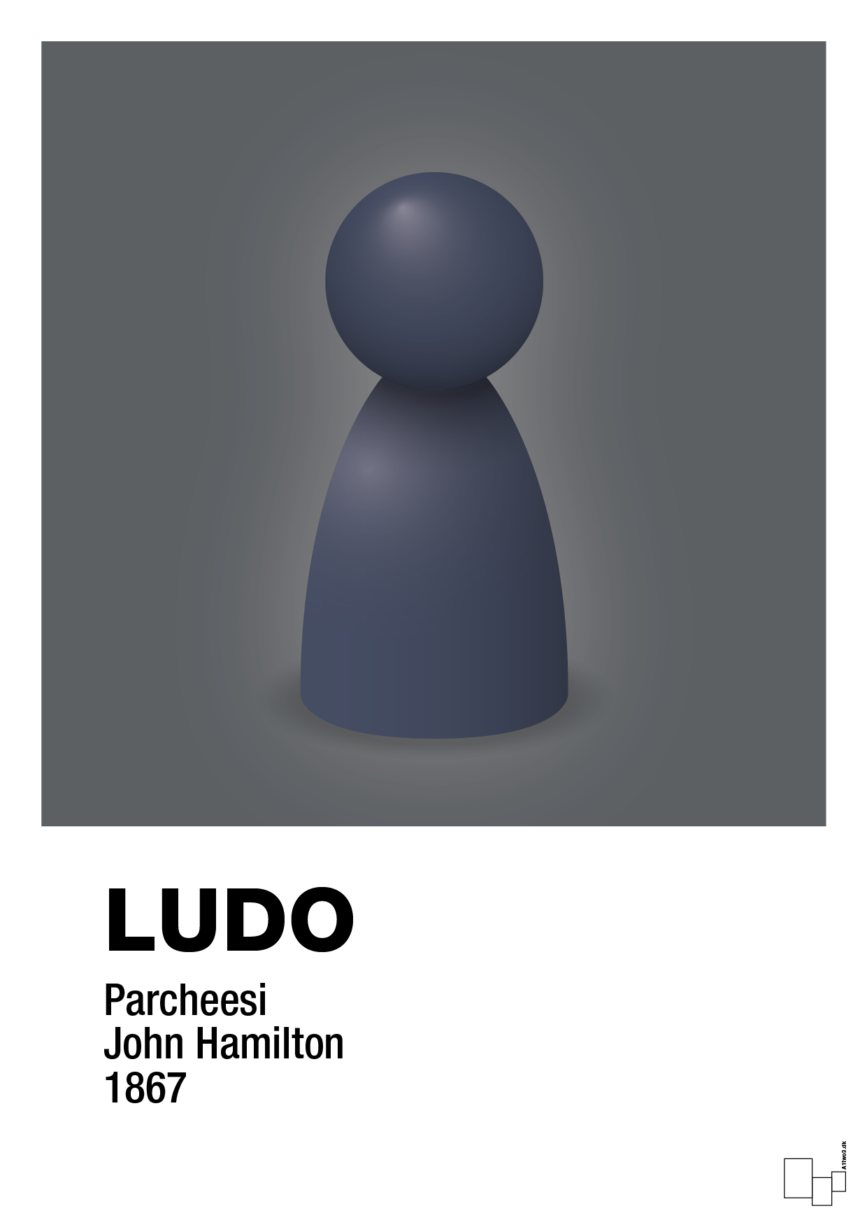 plakat: ludobrik i blå - graphic charcoal-Brætspil-A1two3