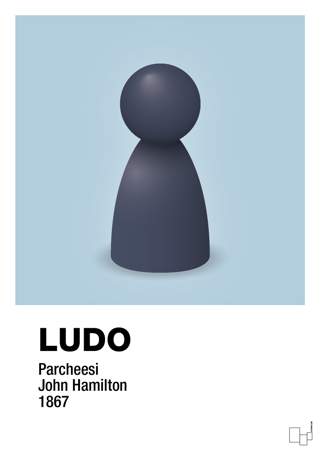 plakat: ludobrik i blå - heavenly blue-Brætspil-A1two3