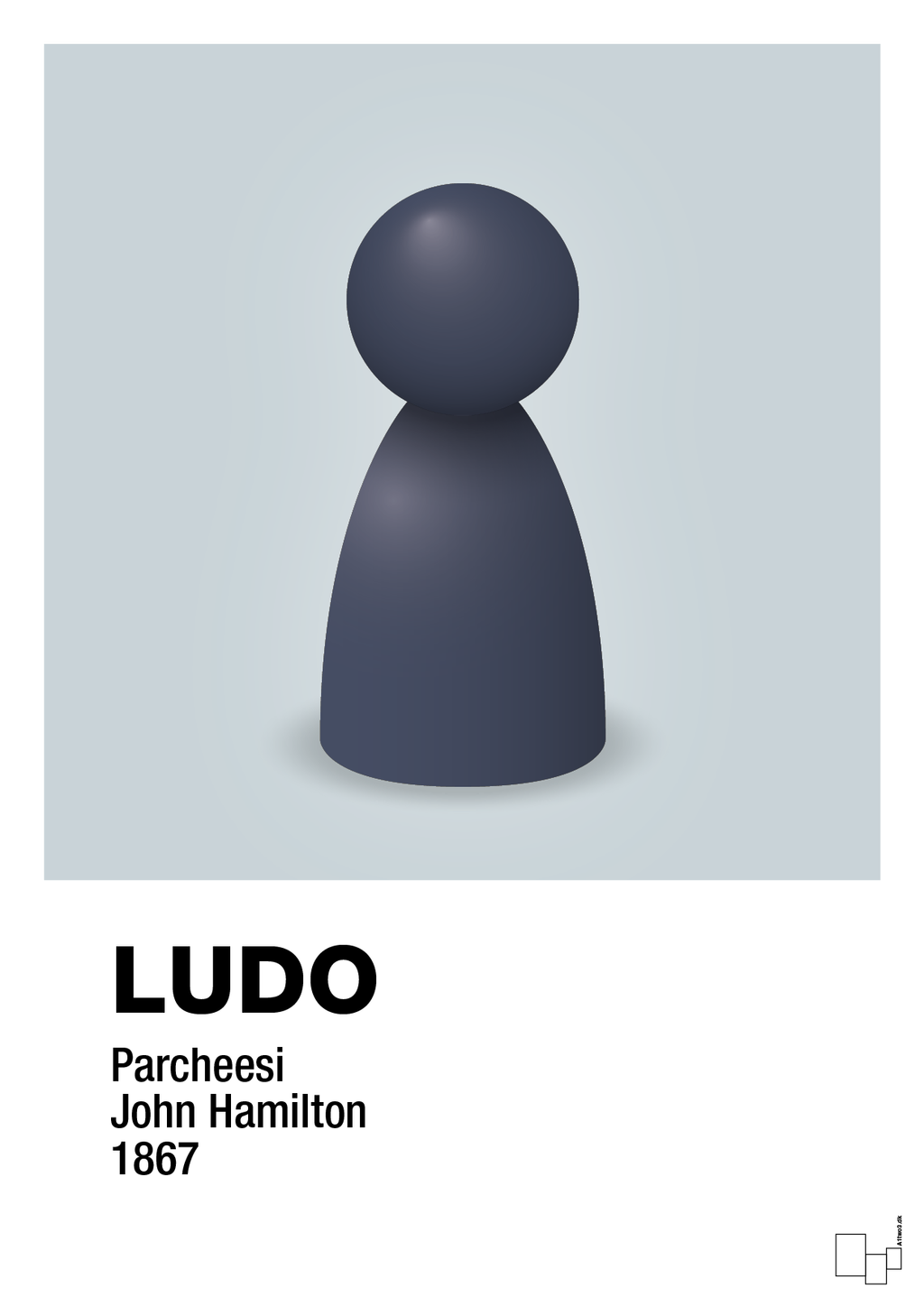 plakat: ludobrik i blå - light drizzle-Brætspil-A1two3