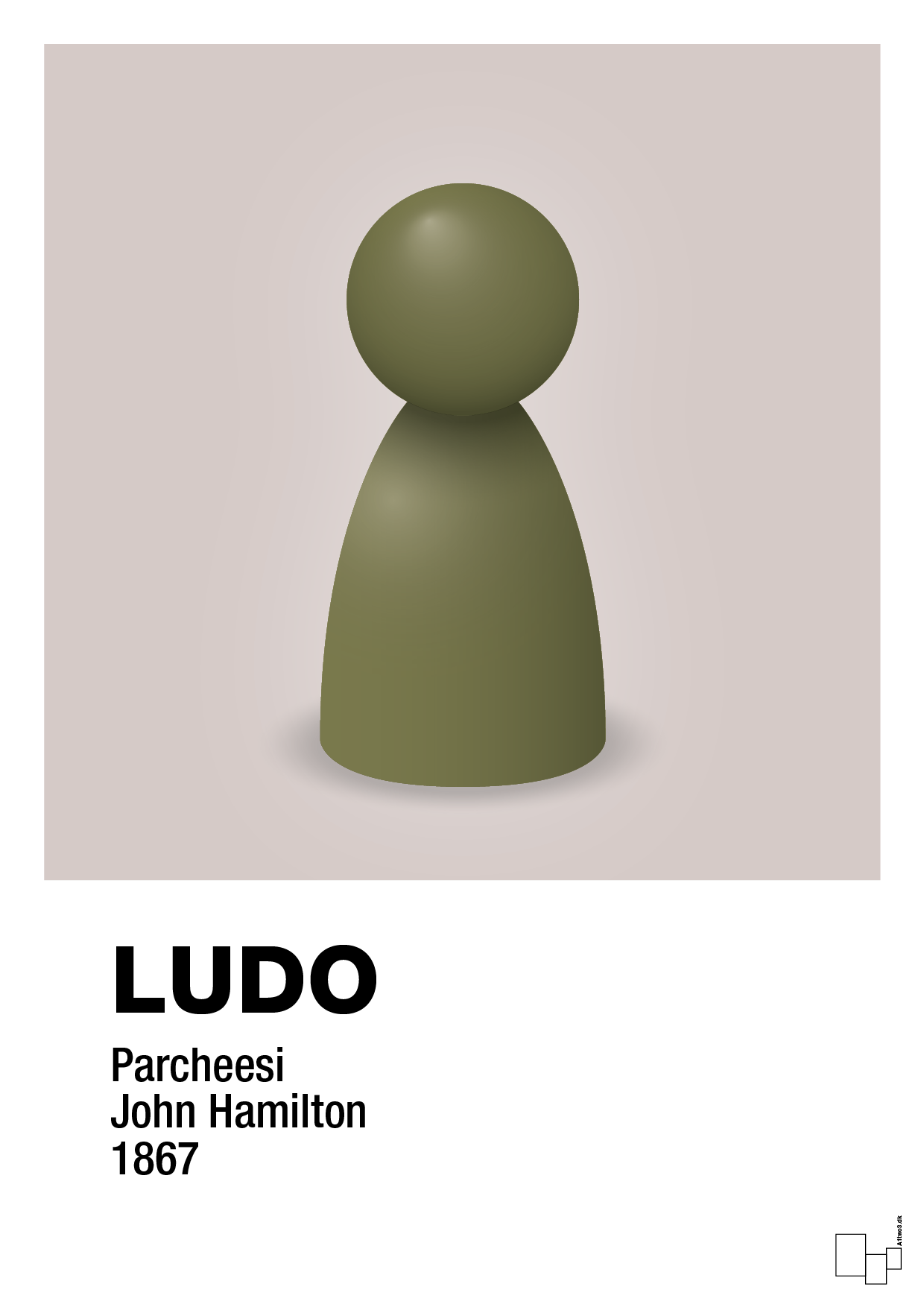 plakat: ludobrik i grøn - broken beige-Brætspil-A1two3
