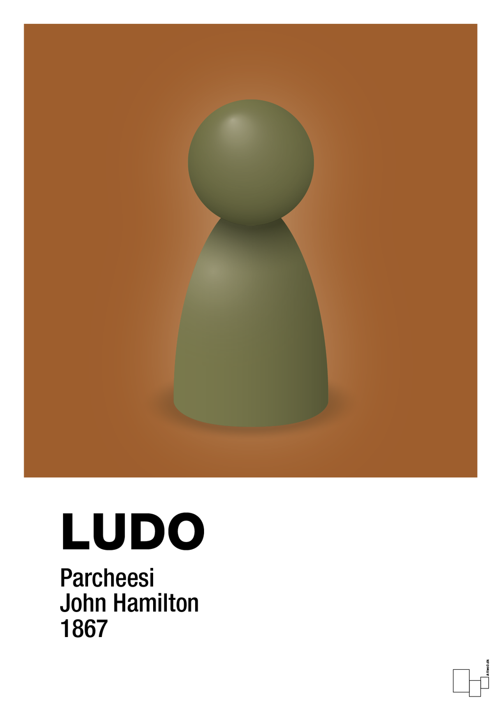 plakat: ludobrik i grøn - cognac-Brætspil-A1two3