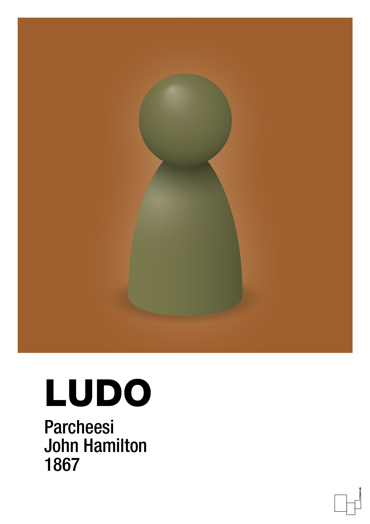 plakat: ludobrik i grøn - cognac-Brætspil-A1two3