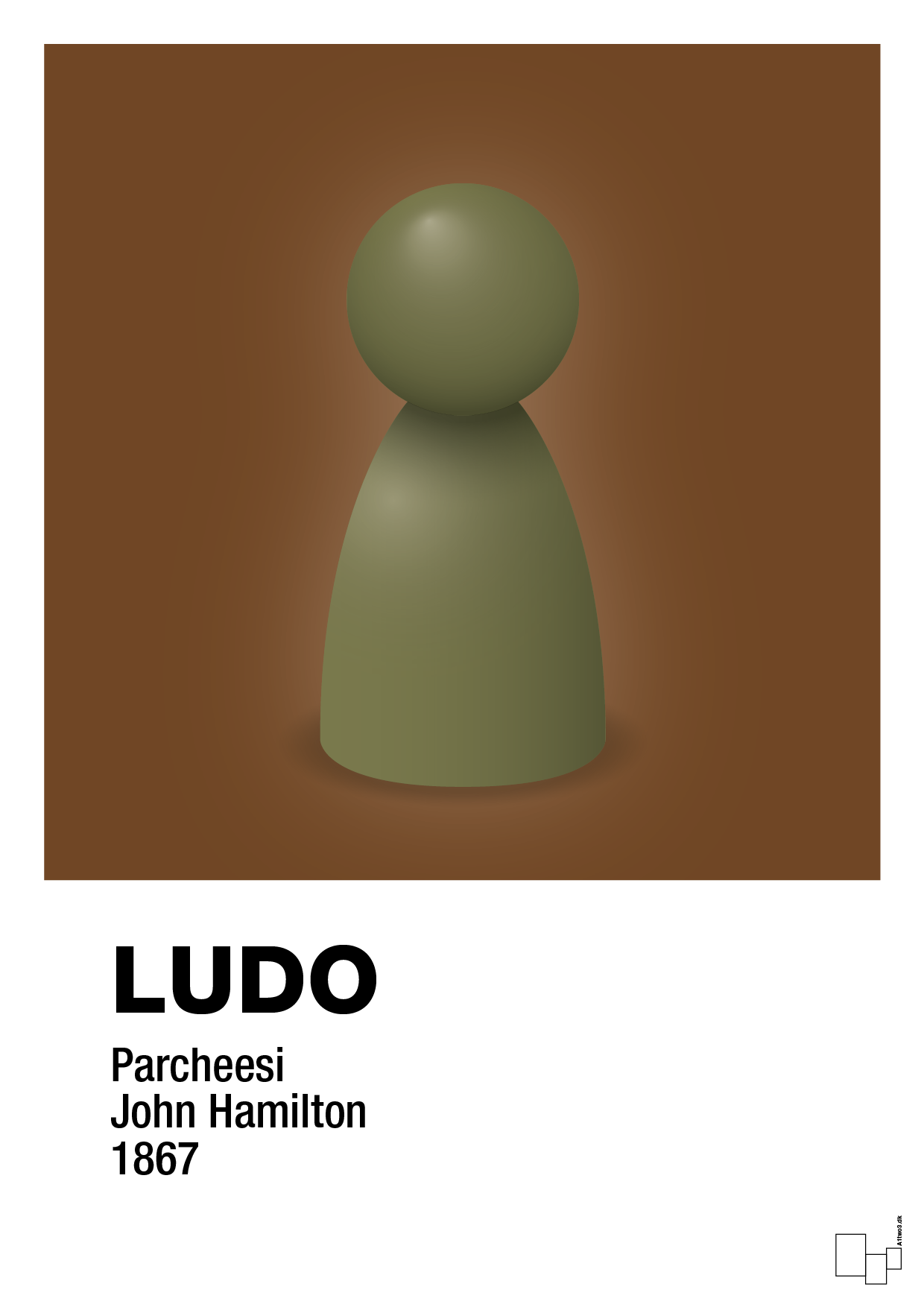 plakat: ludobrik i grøn - dark brown-Brætspil-A1two3