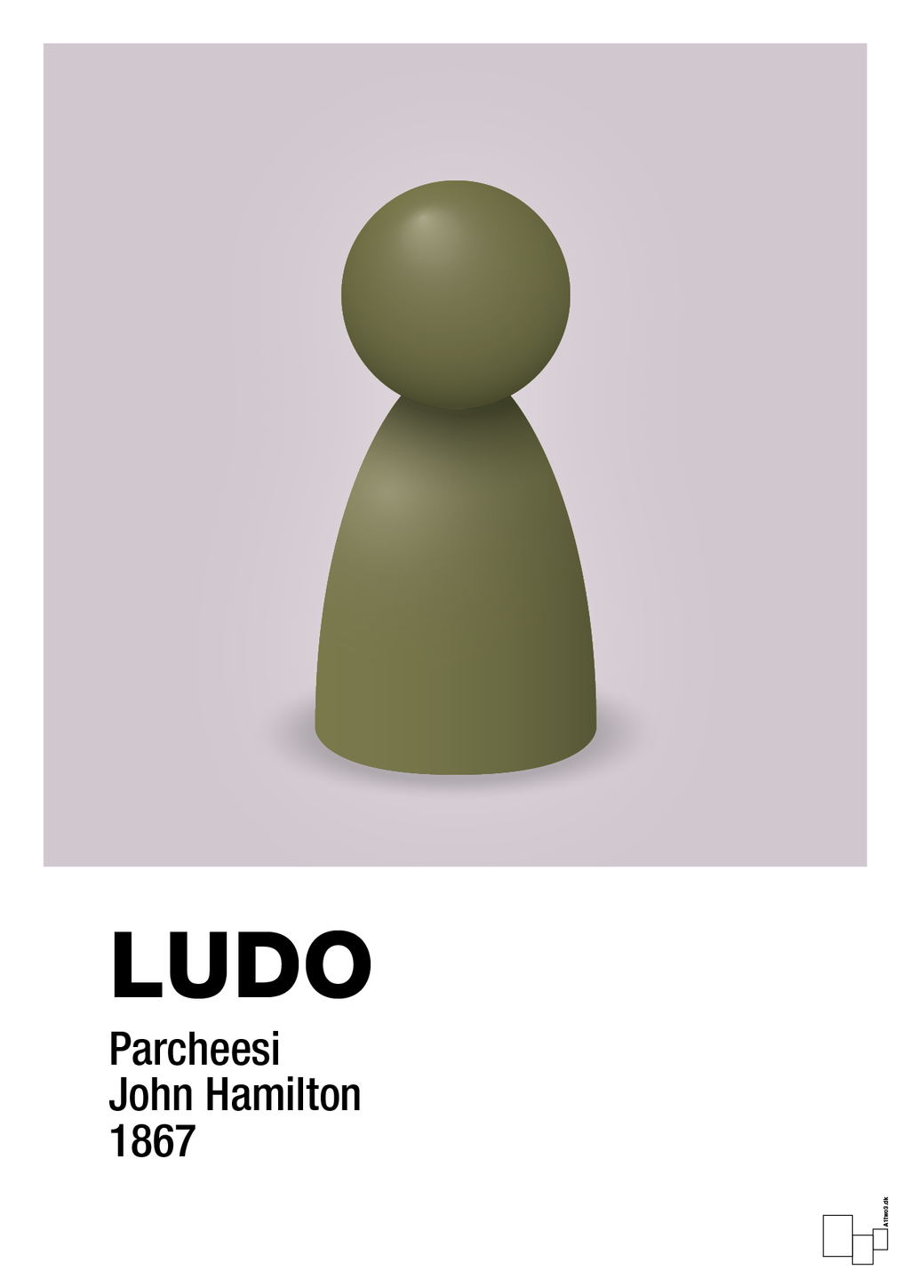 plakat: ludobrik i grøn - dusty lilac-Brætspil-A1two3