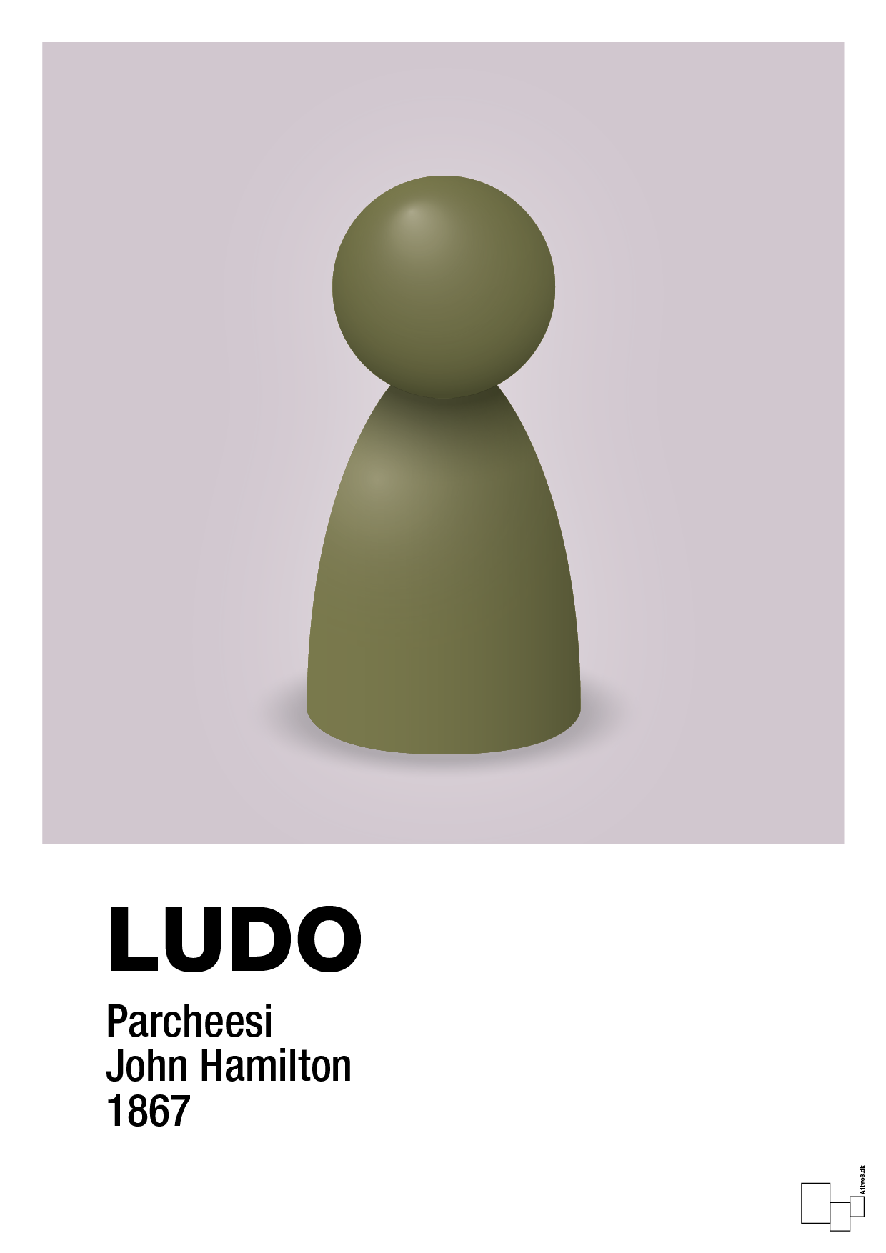 plakat: ludobrik i grøn - dusty lilac-Brætspil-A1two3