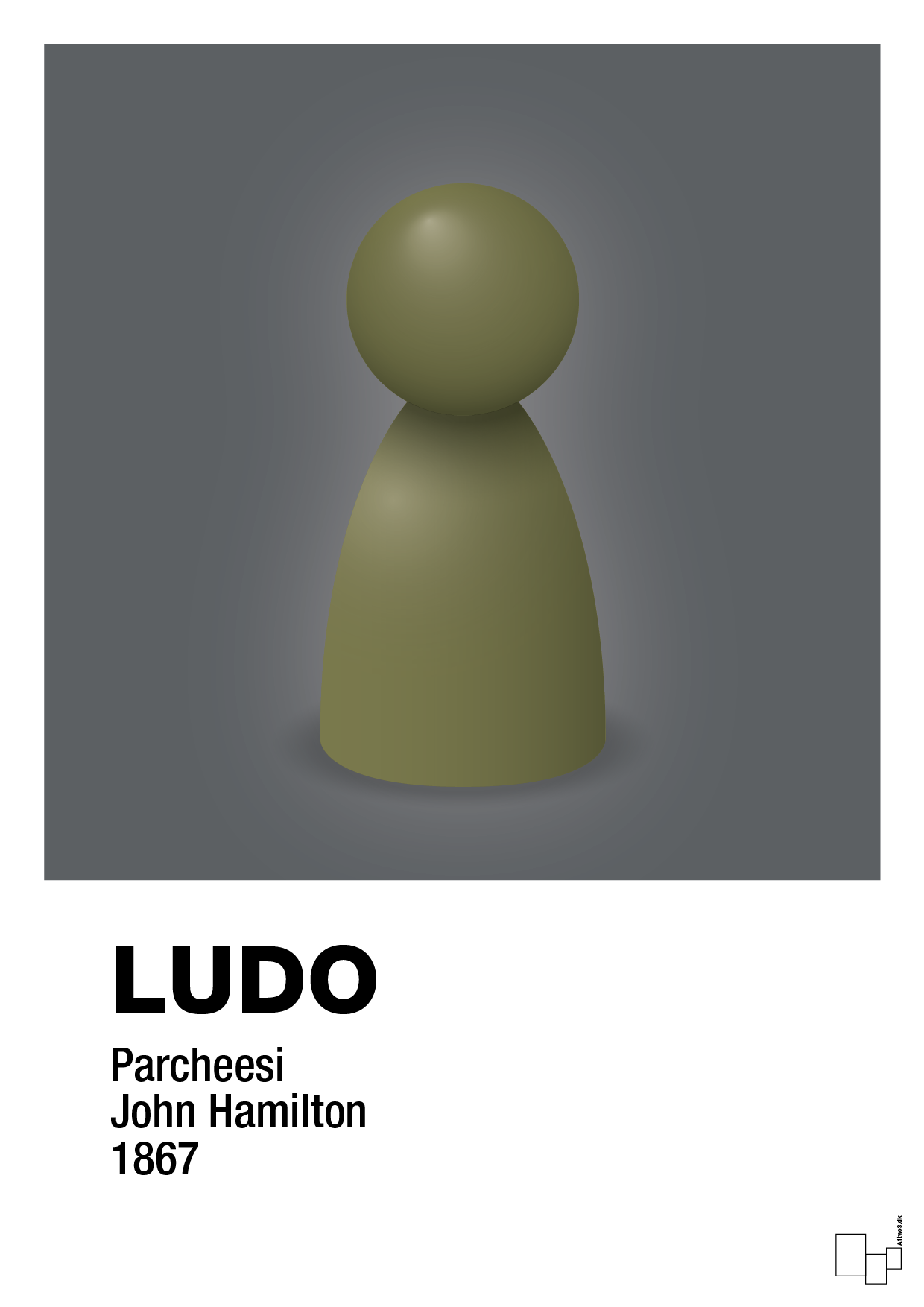 plakat: ludobrik i grøn - graphic charcoal-Brætspil-A1two3