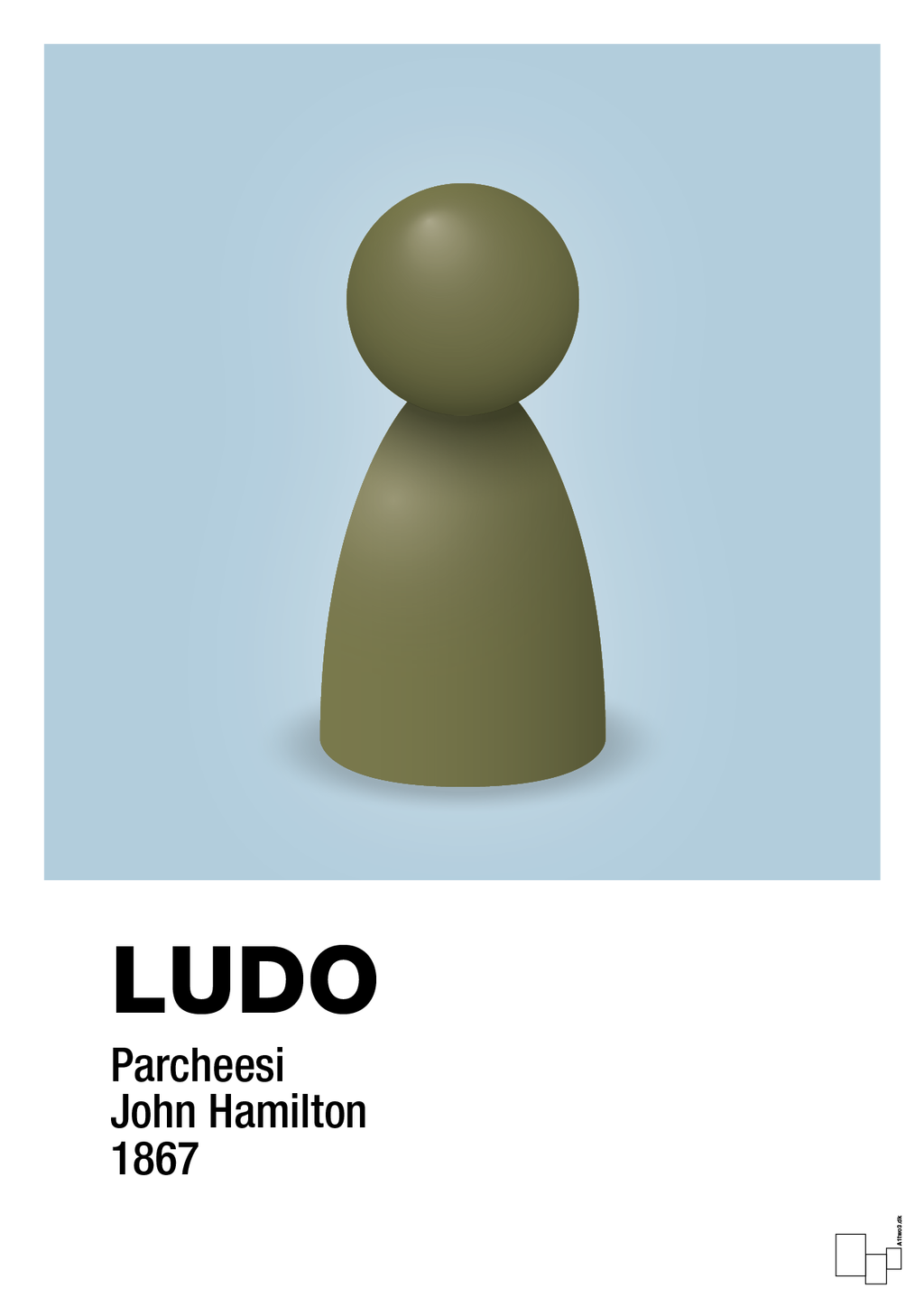 plakat: ludobrik i grøn - heavenly blue-Brætspil-A1two3