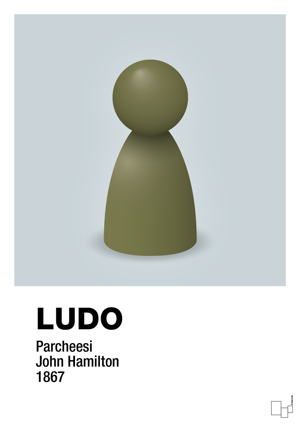 plakat: ludobrik i grøn - light drizzle-Brætspil-A1two3