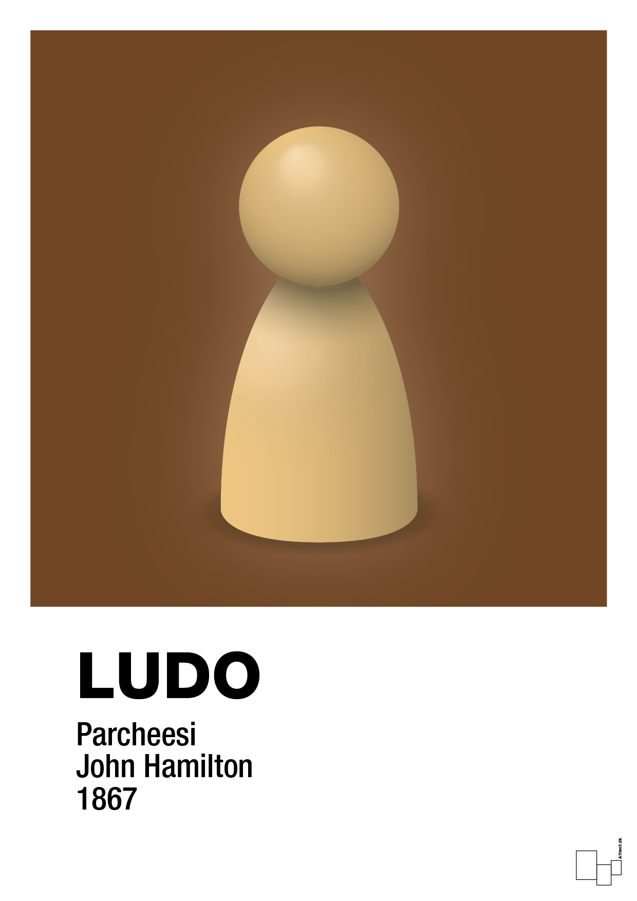 plakat: ludobrik i gul - dark brown-Brætspil-A1two3