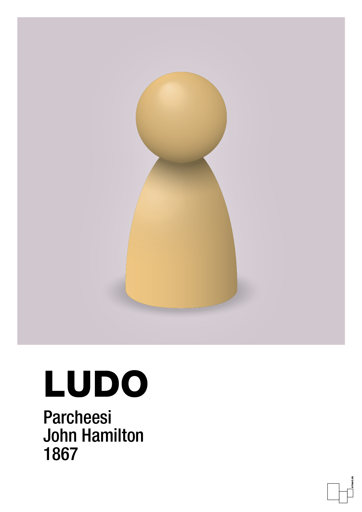 plakat: ludobrik i gul - dusty lilac-Brætspil-A1two3