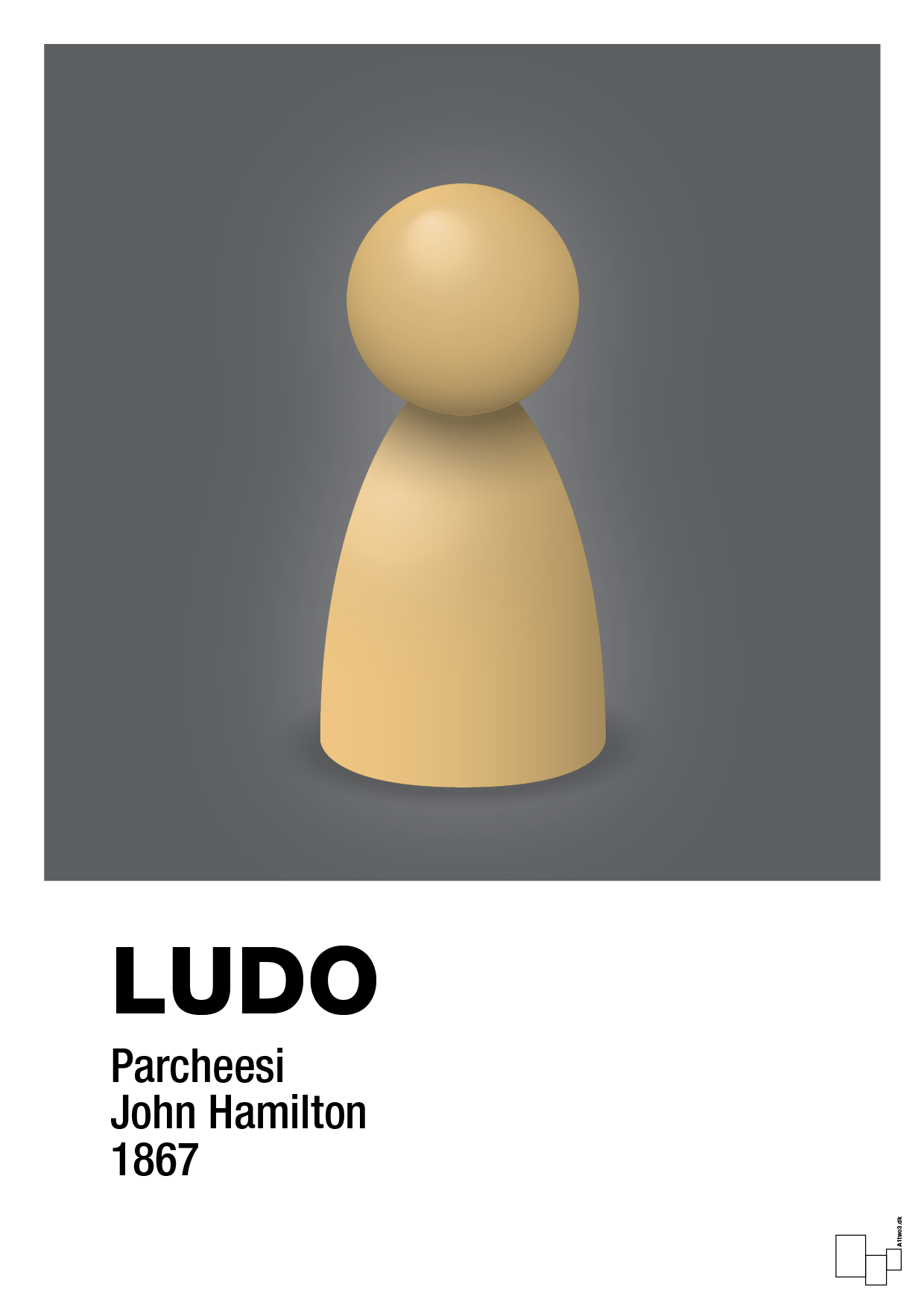 plakat: ludobrik i gul - graphic charcoal-Brætspil-A1two3