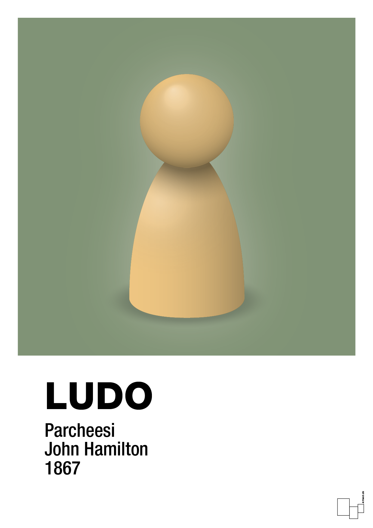 plakat: ludobrik i gul - jade-Brætspil-A1two3