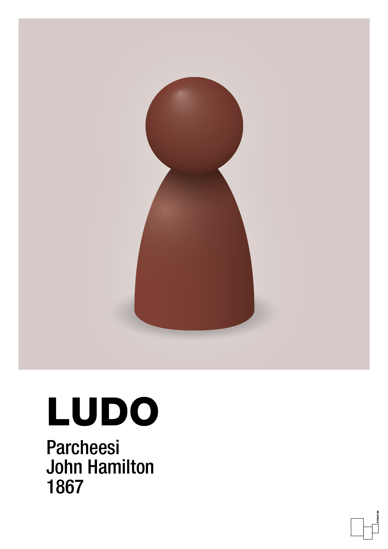 plakat: ludobrik i rød - broken beige-Brætspil-A1two3