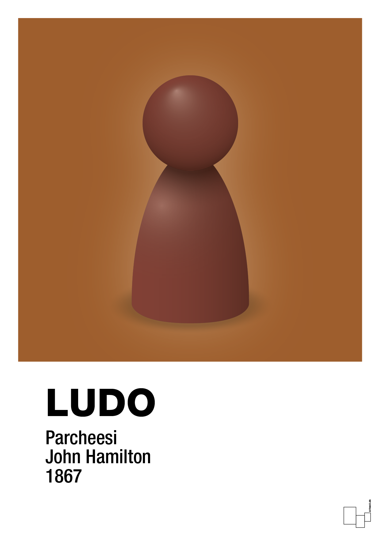 plakat: ludobrik i rød - cognac-Brætspil-A1two3