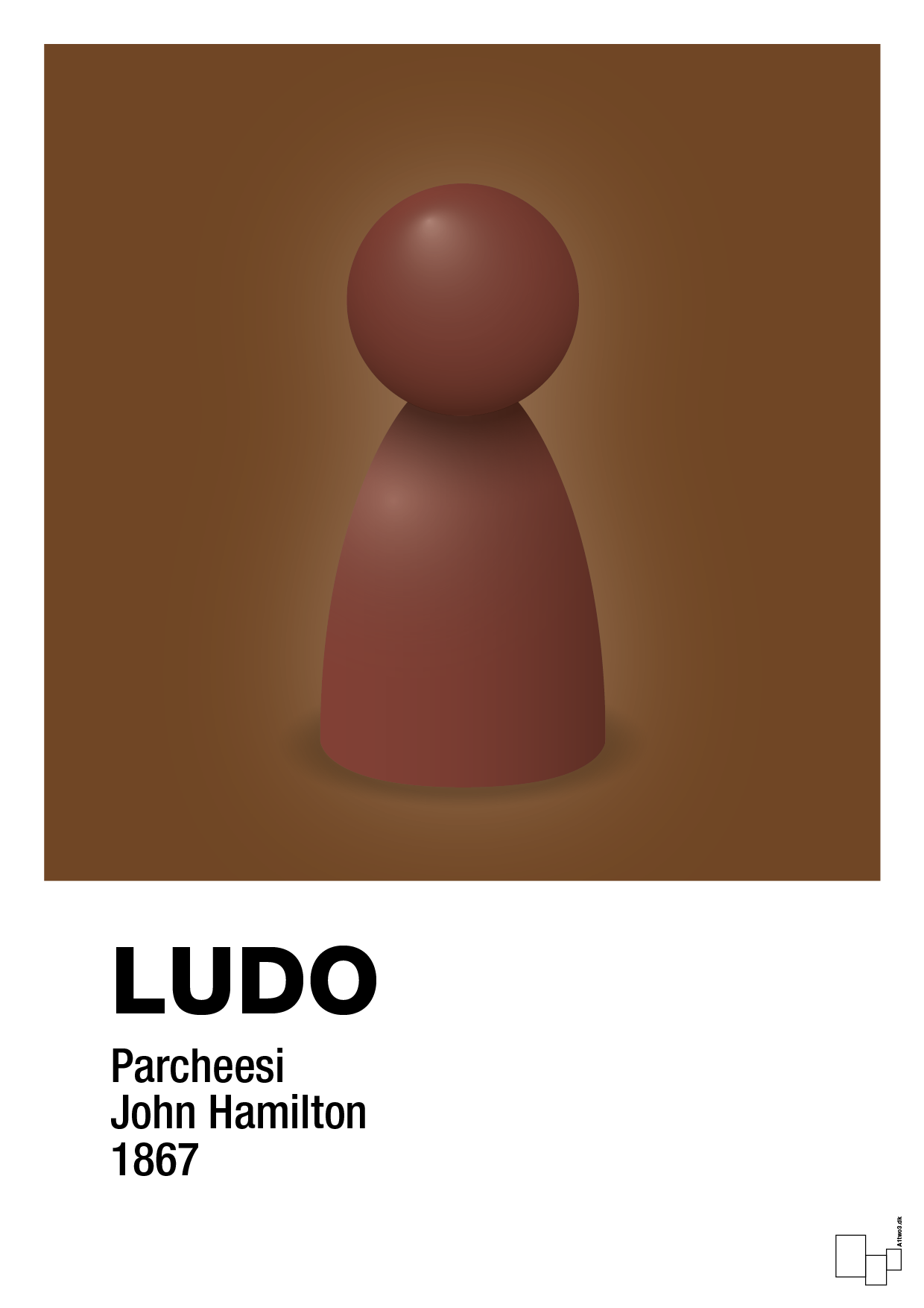 plakat: ludobrik i rød - dark brown-Brætspil-A1two3