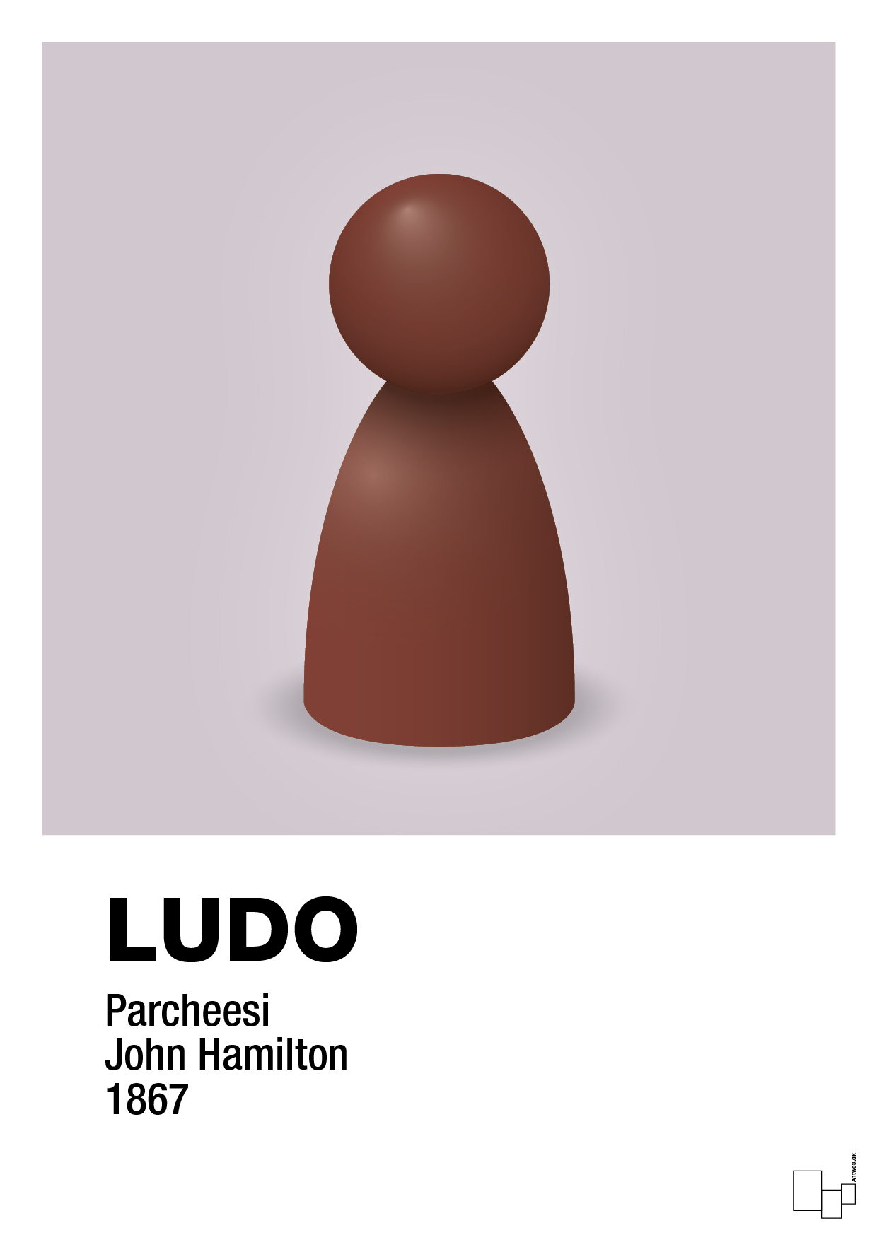 plakat: ludobrik i rød - dusty lilac-Brætspil-A1two3