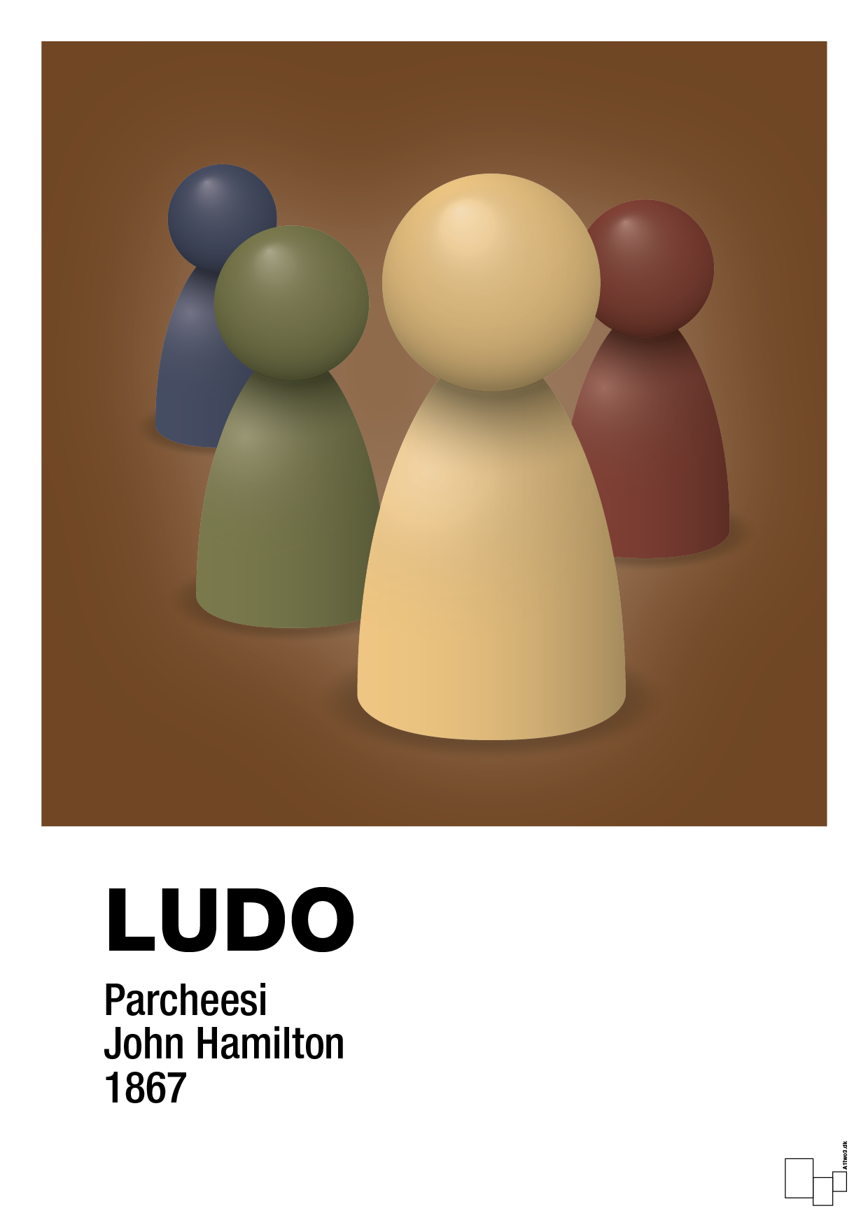 plakat: ludobrikker - dark brown-Brætspil-A1two3