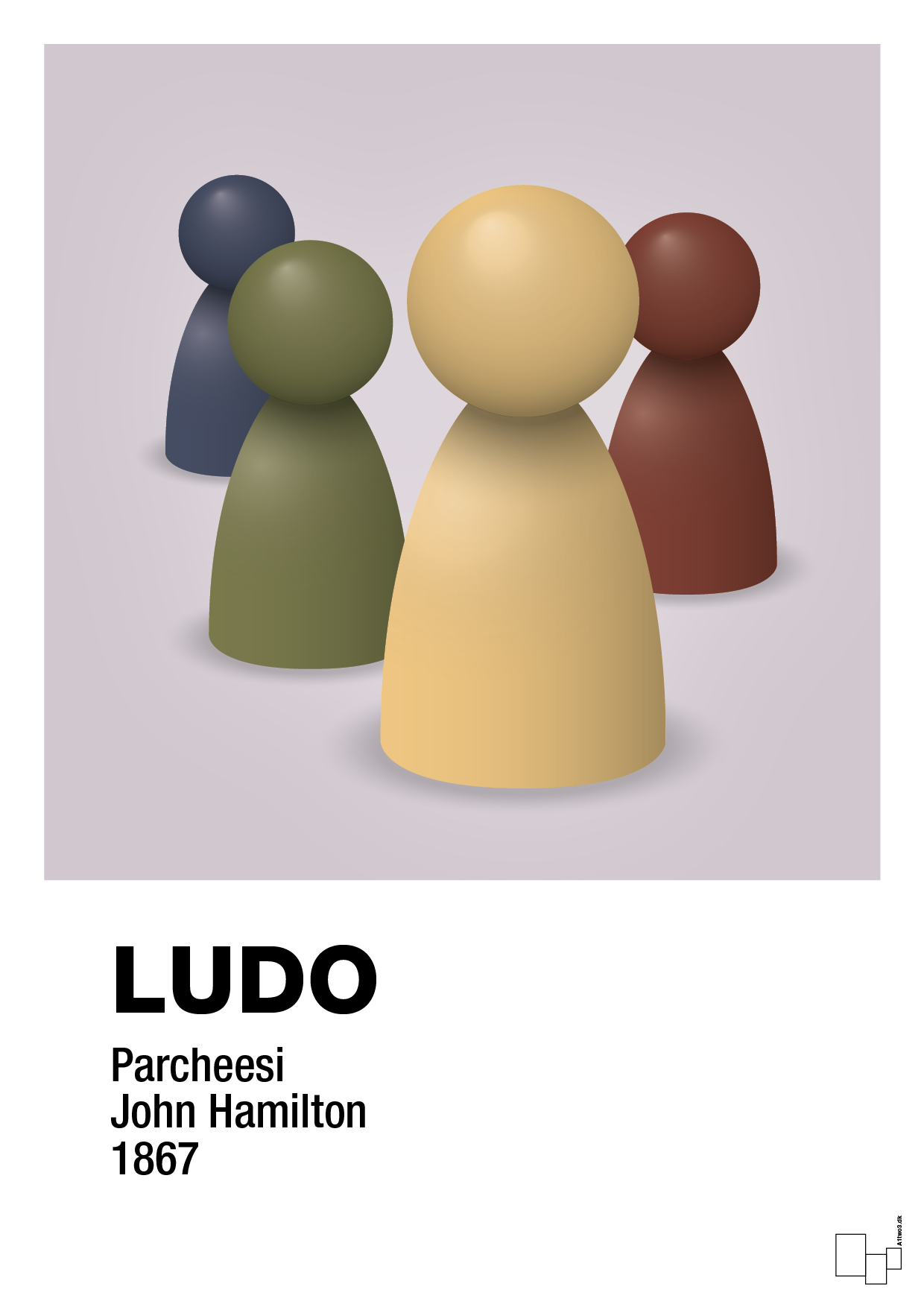 plakat: ludobrikker - dusty lilac-Brætspil-A1two3