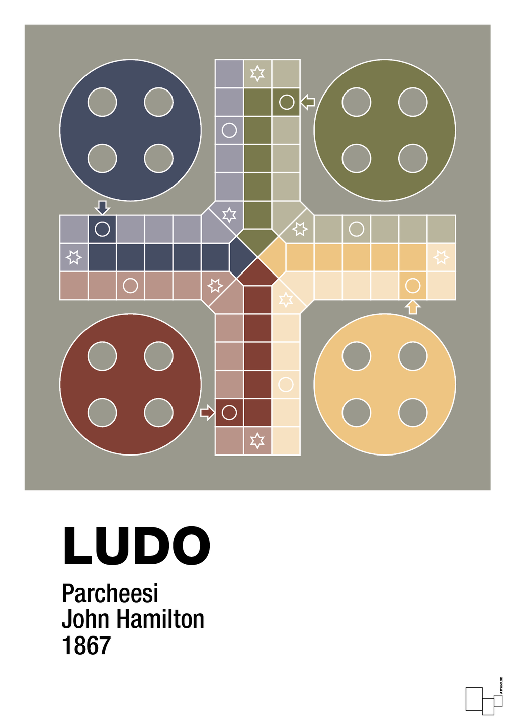 plakat: ludo spilleplade - battleship gray-Brætspil-A1two3