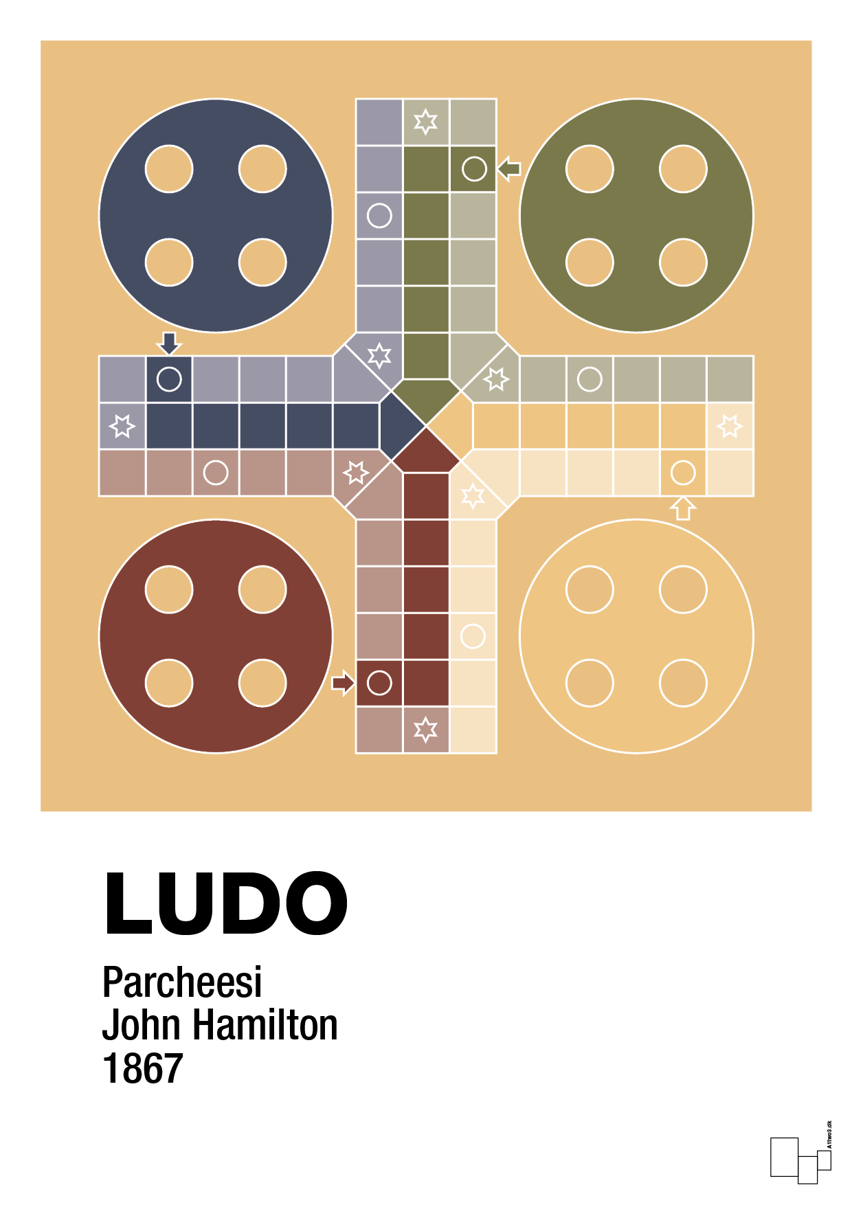 plakat: ludo spilleplade - charismatic-Brætspil-A1two3