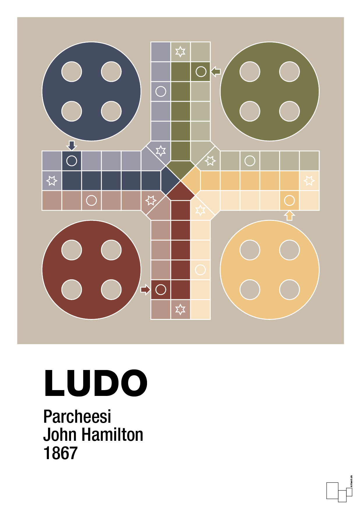 plakat: ludo spilleplade - creamy mushroom-Brætspil-A1two3