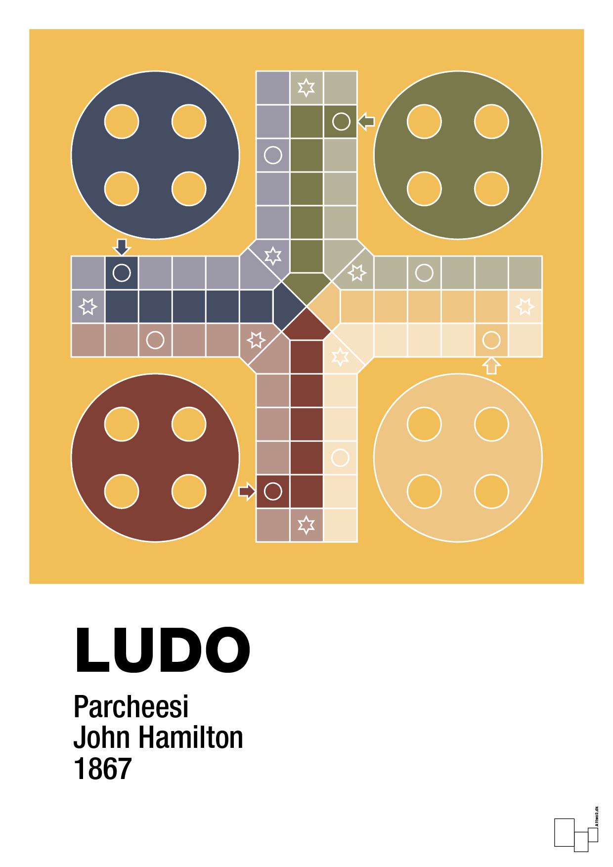 plakat: ludo spilleplade - honeycomb-Brætspil-A1two3