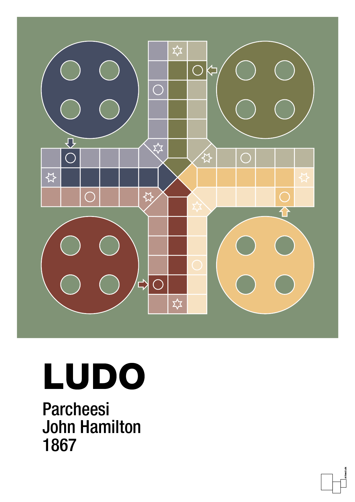 plakat: ludo spilleplade - jade-Brætspil-A1two3