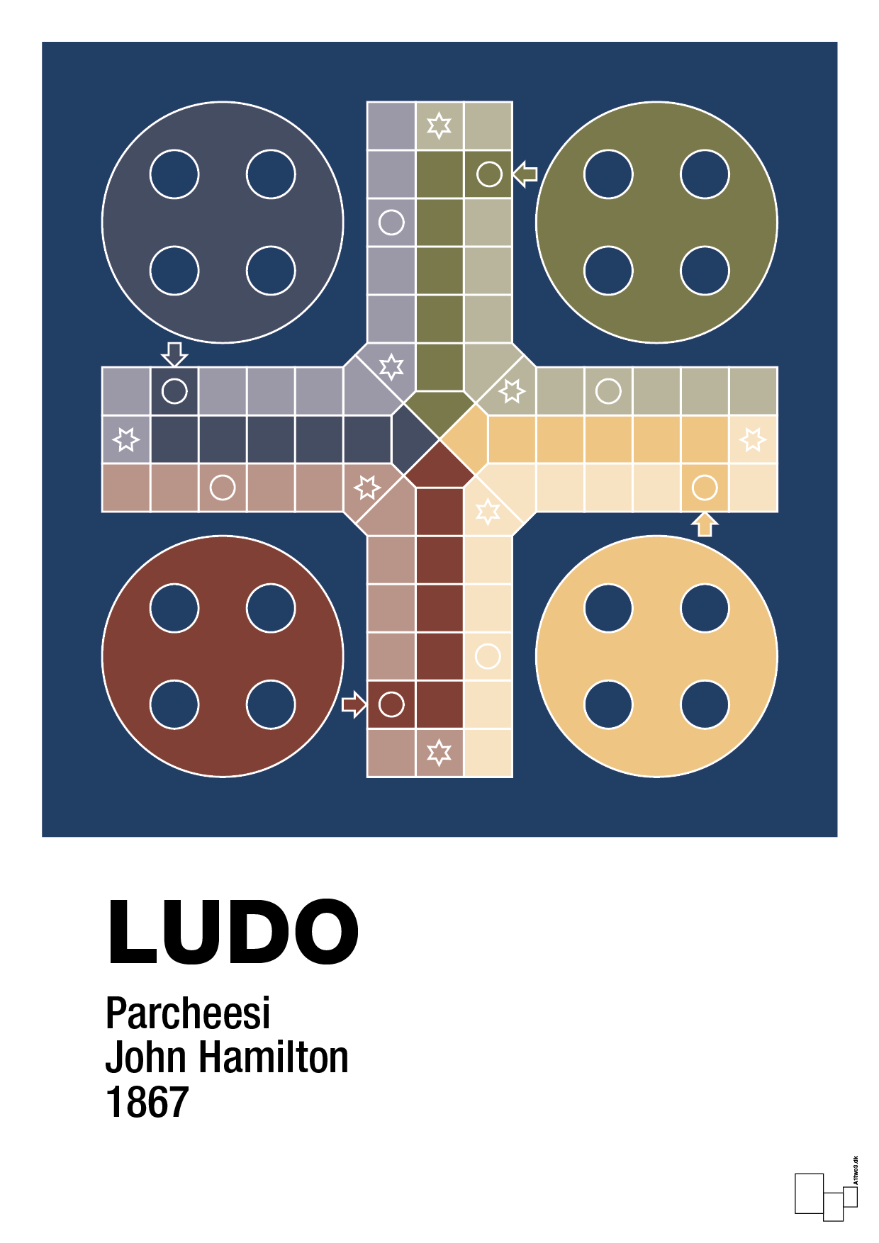 plakat: ludo spilleplade - lapis blue-Brætspil-A1two3